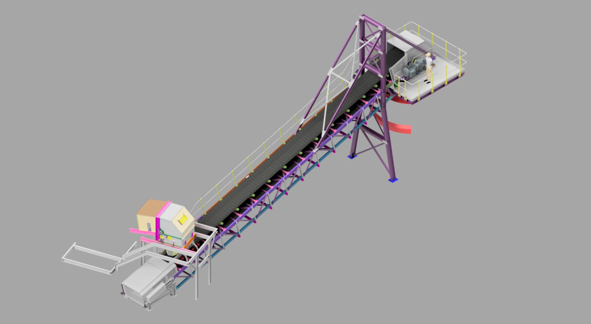 ArtStation Belt conveyor 3d model with cantilevered head platform