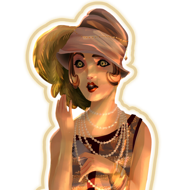 Girl in 1925 costume - two expressions