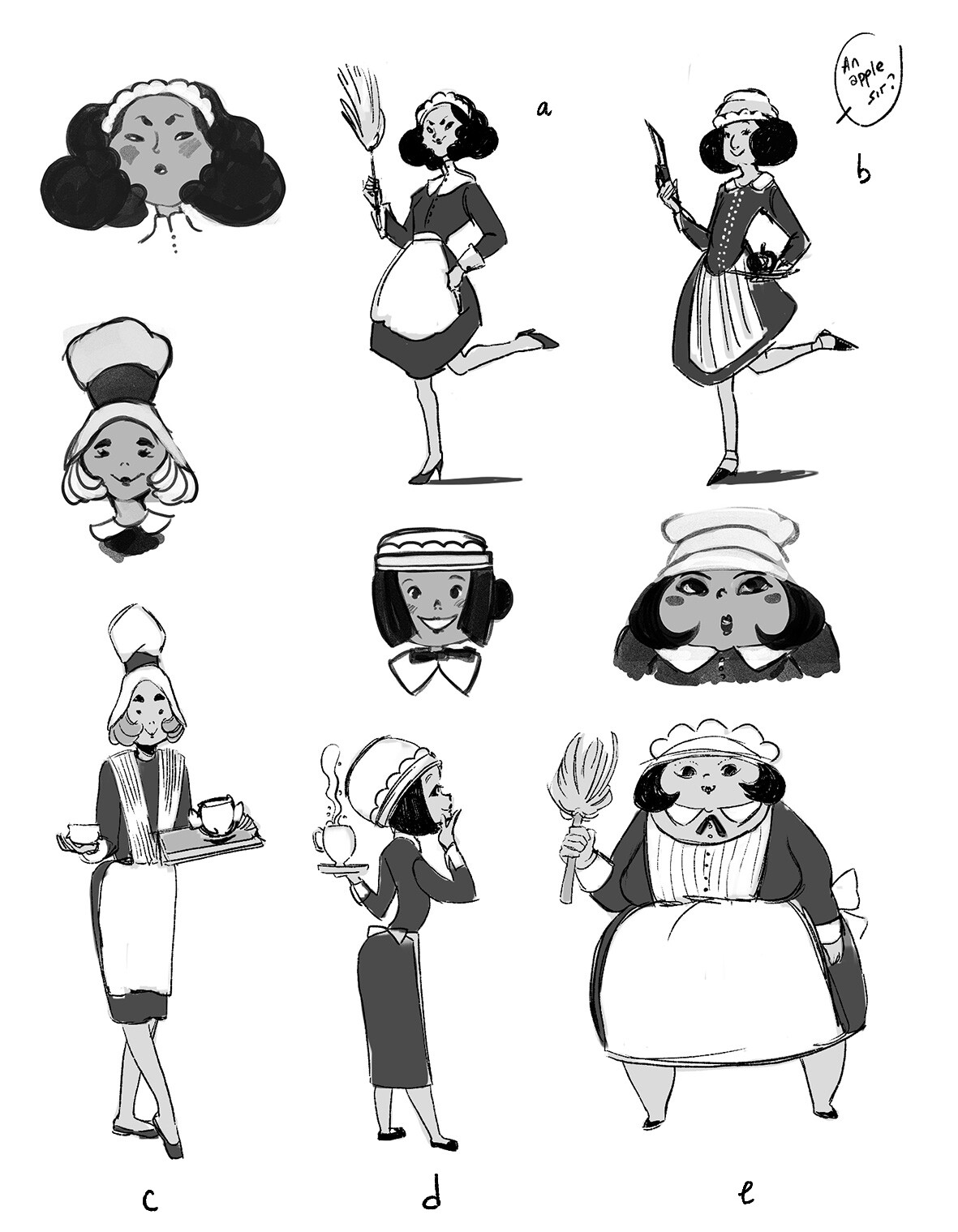 Maid costumes and characters studies