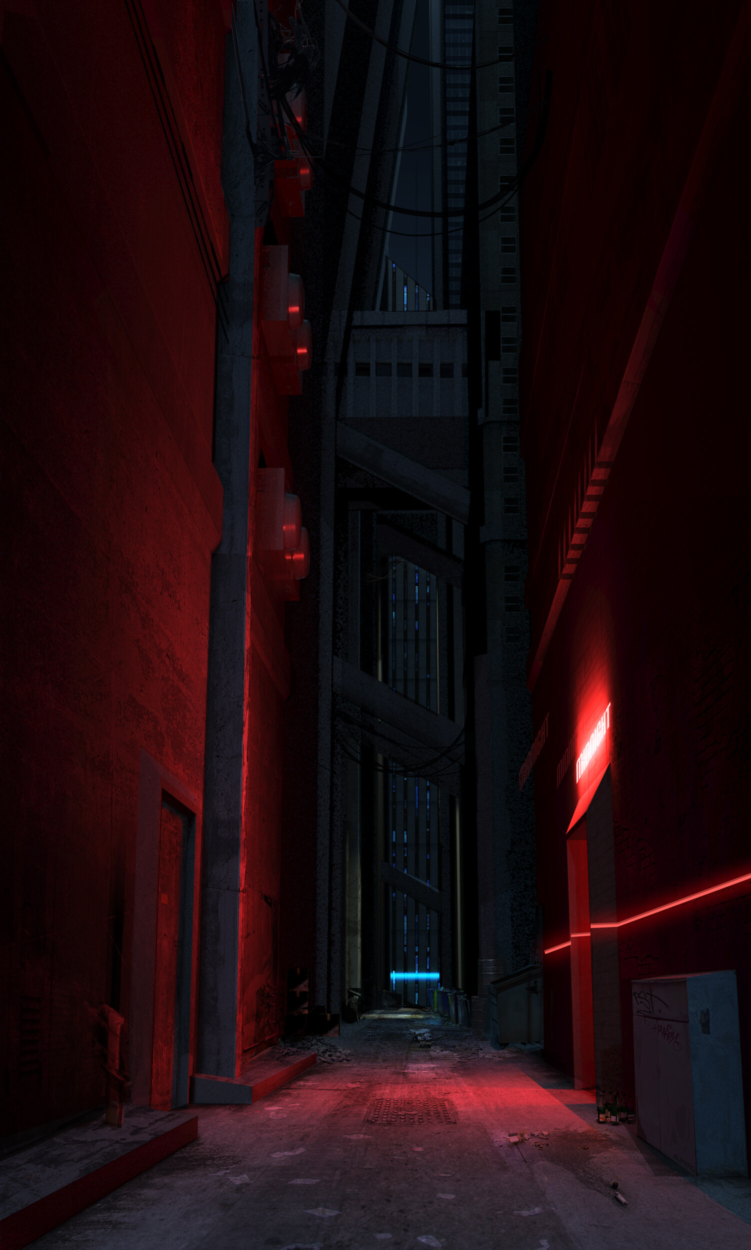ArtStation Cyberpunk back alley