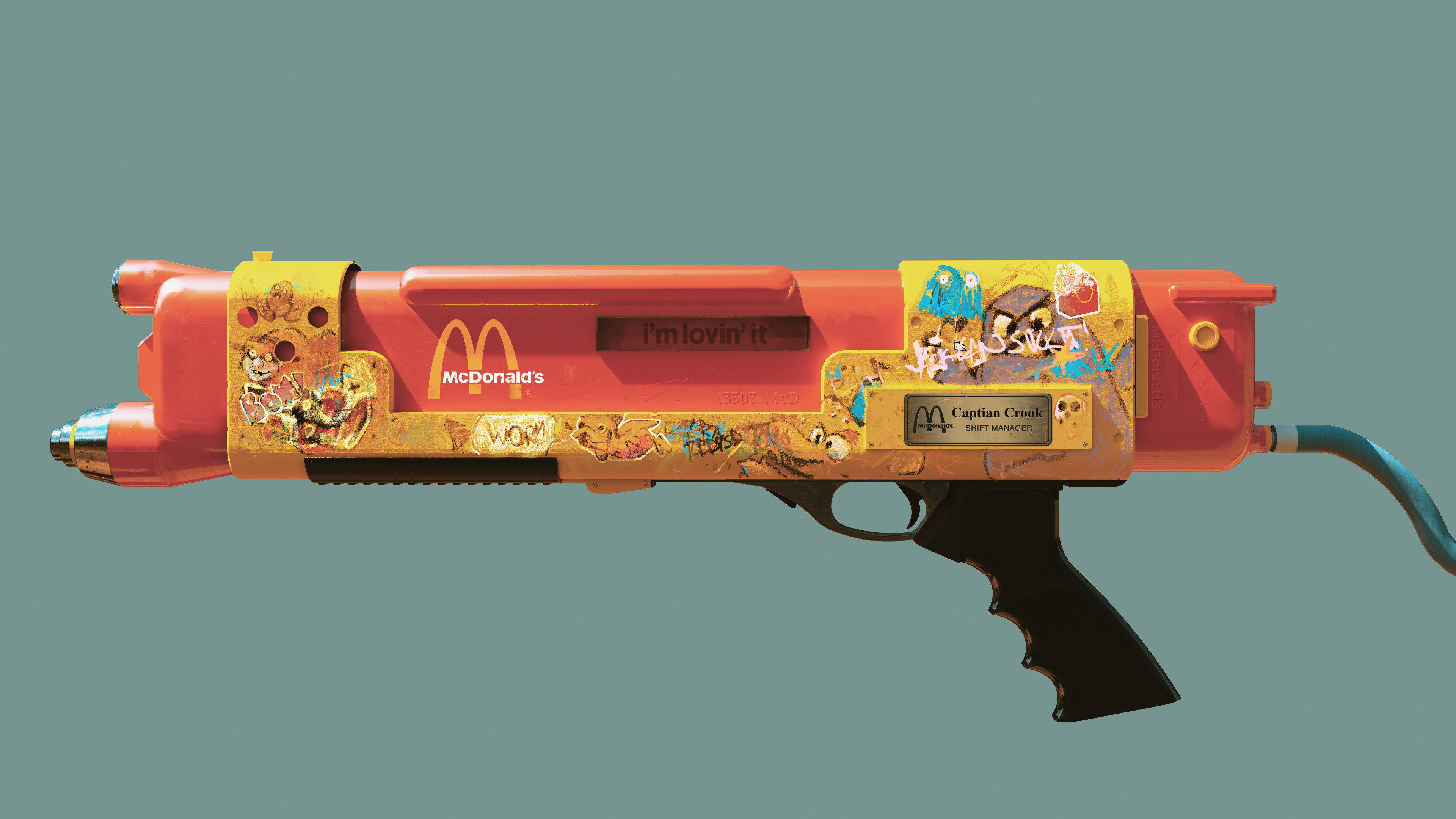 From the Fast Food Wars. Mickey D shooter.  Smells like fries.