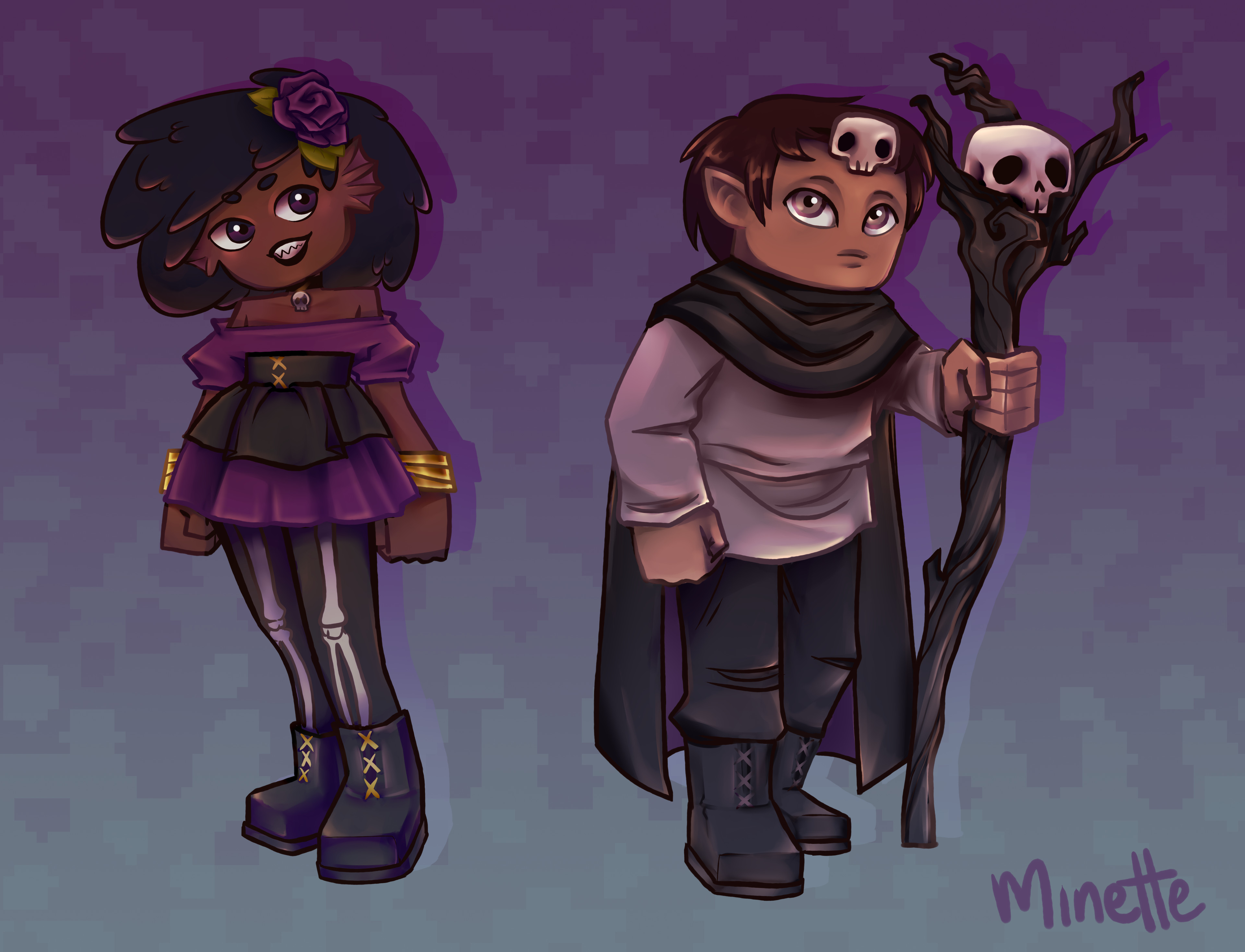 Reinterpretation of the characters in the style of Hytale.