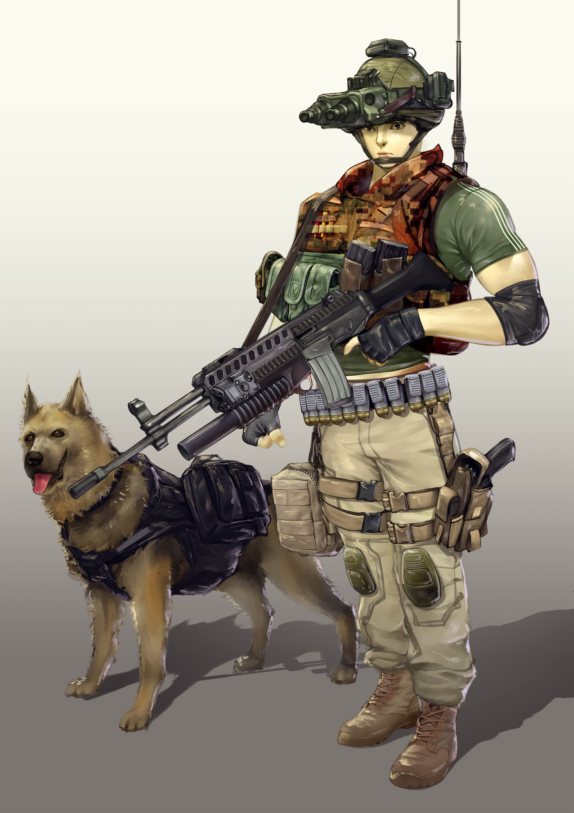prompthunt: detailed drawing of pretty anime female mercenary with short  red hair and a assault rifle, tactical gear, PMC, Escape from tarkov,  feminine, character art, anime art, concept art, deviant art, trending