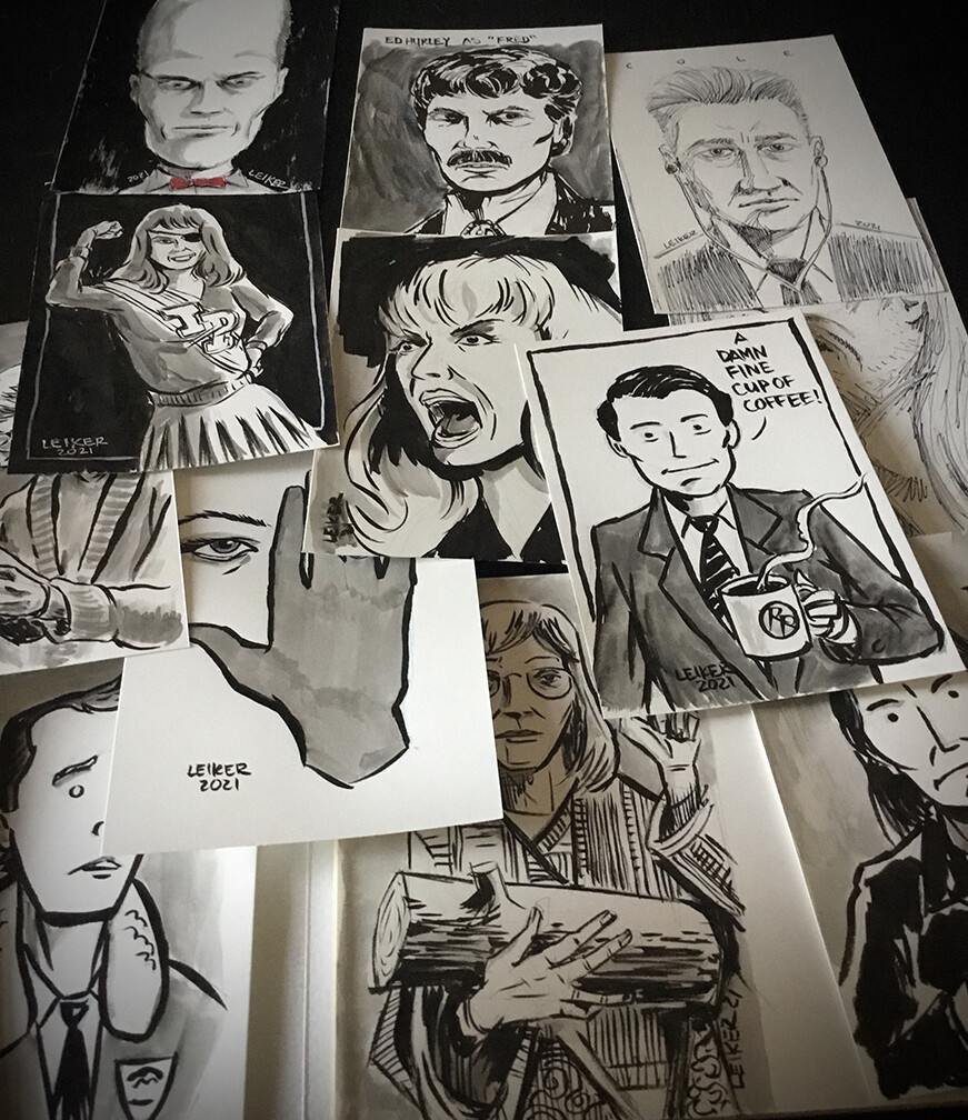 getting done with a bunch of 4x6 pen and ink drawings to go with the mini-comics.