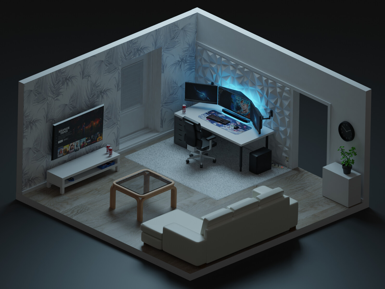 My living room in Blender