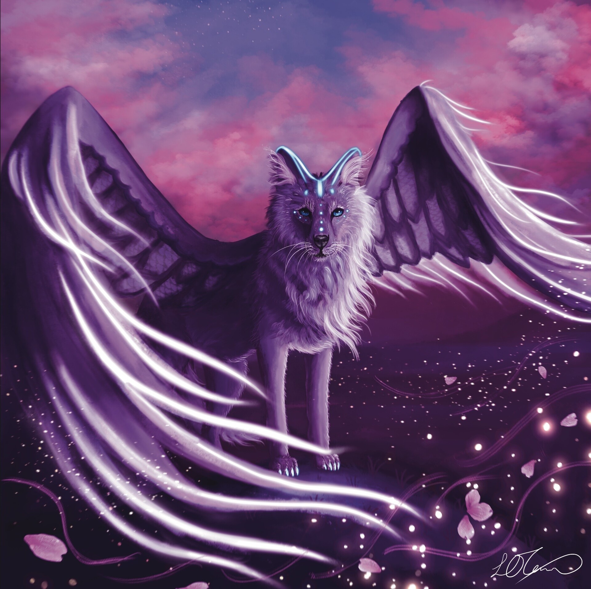 Wolf With Wings Wallpaper