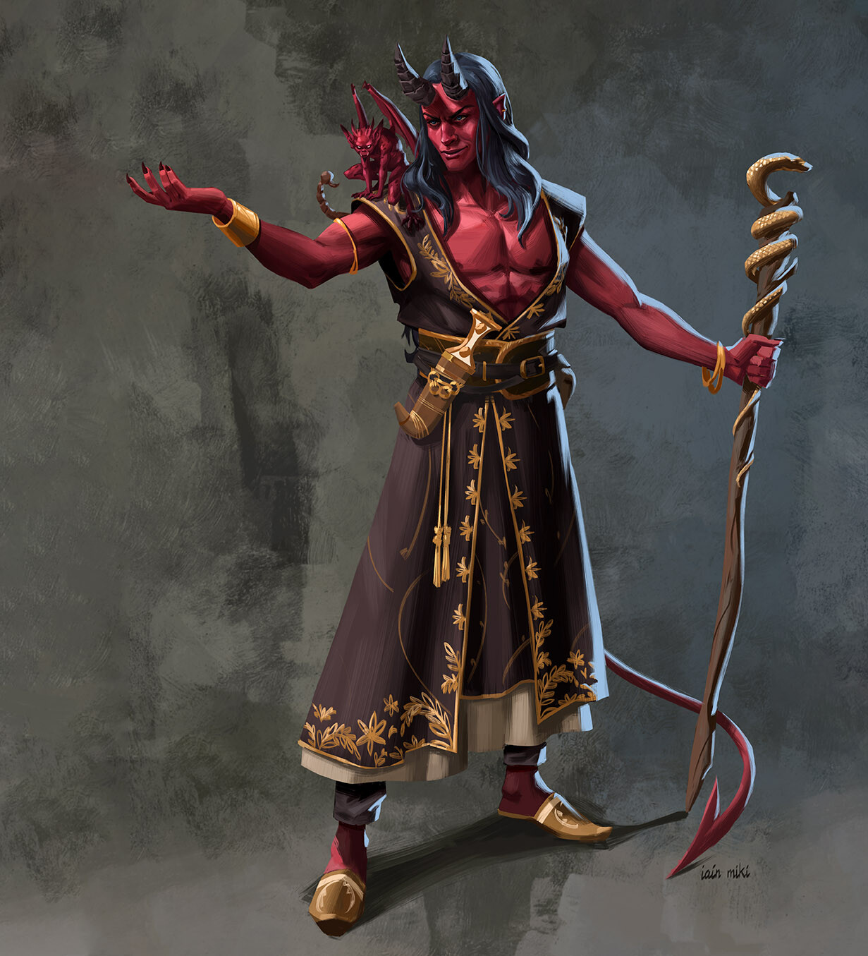 Artstation Naleus The Tiefling Warlock Miki