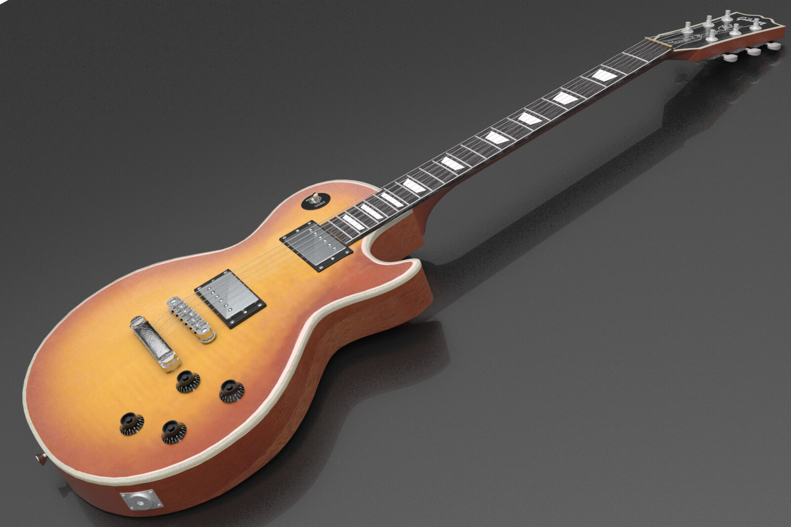 Gibson Les Paul modeled in Modo - this is an in-modo render. I converted this model to a native ArchiCAD object, with appropriate vectorial cleanups and the ability for the materials to be easily tweaked in use.