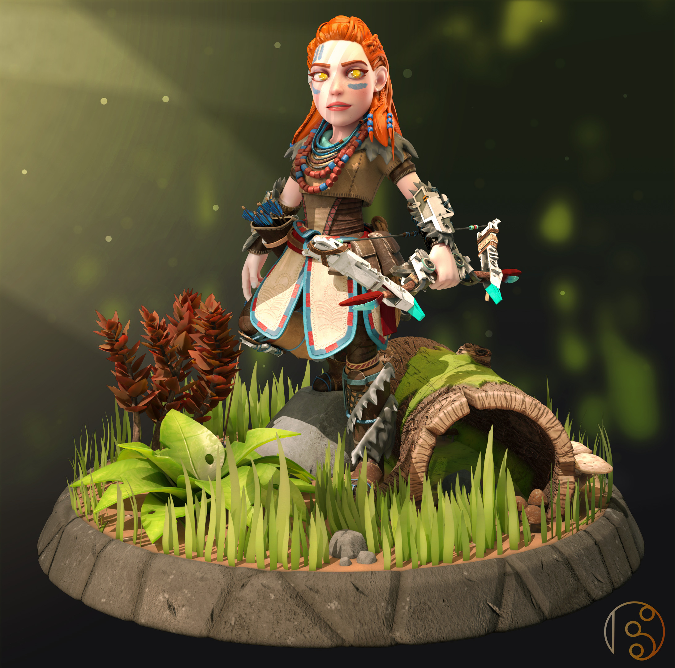 Aloy Front View (Rendered in Arnold)