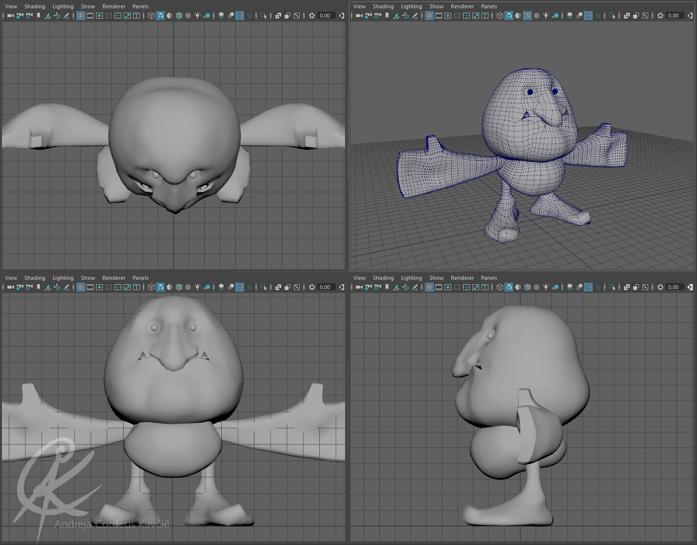 Maya Game Model - Troll. We had to modify the original design due to animation limitations.