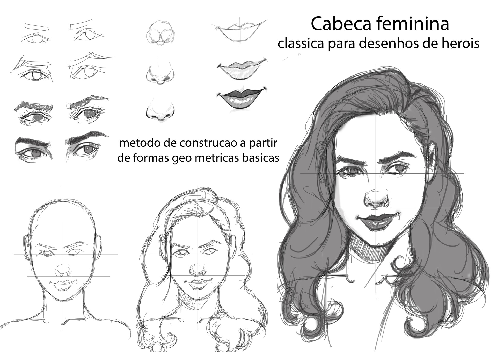 Female head sketch sales