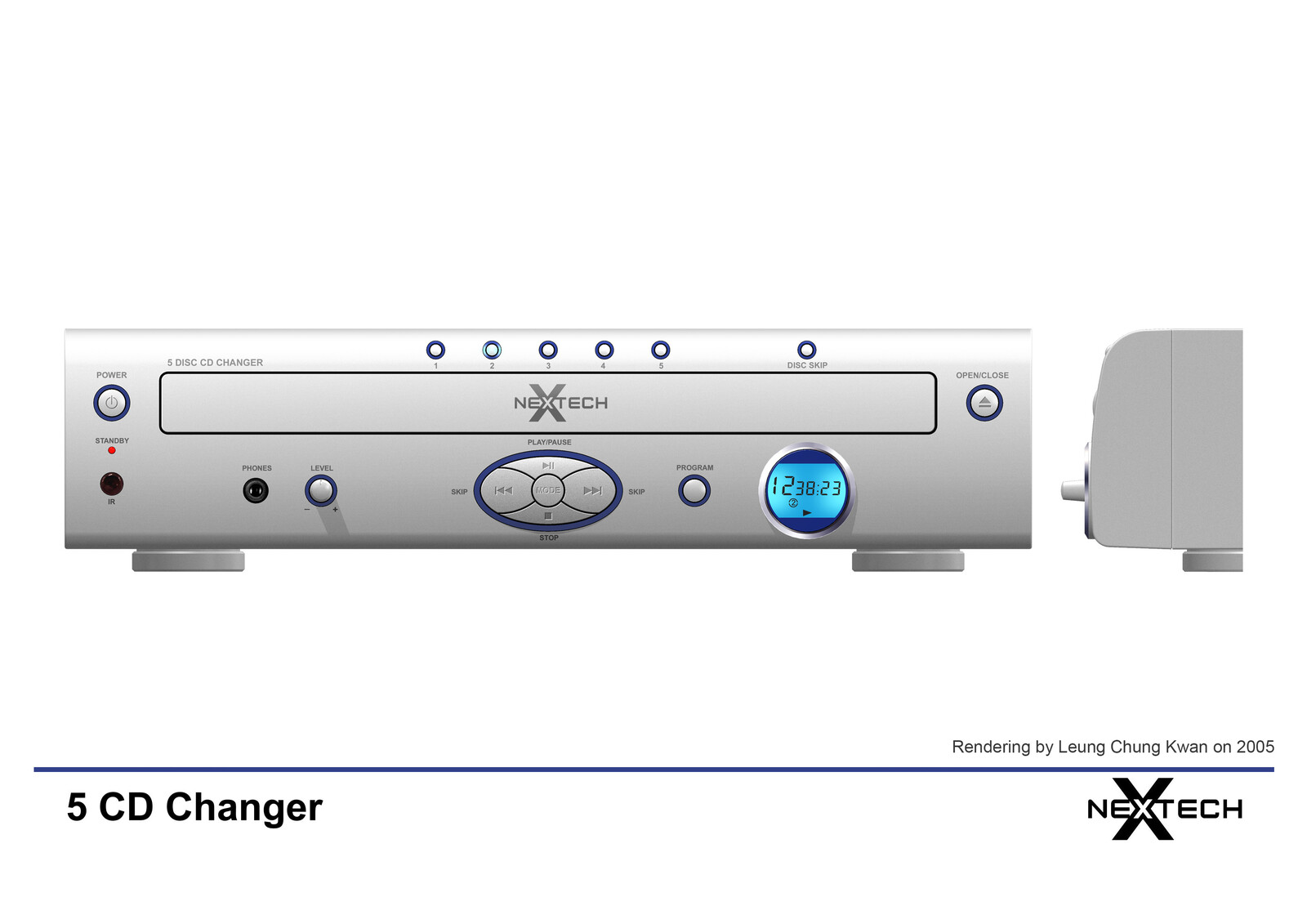 💎 5 CD Changer | Rendering by Leung Chung Kwan on 2005 💎
Brand Name︰NEXTECH | Client︰Star Light Electronics Co., Ltd.