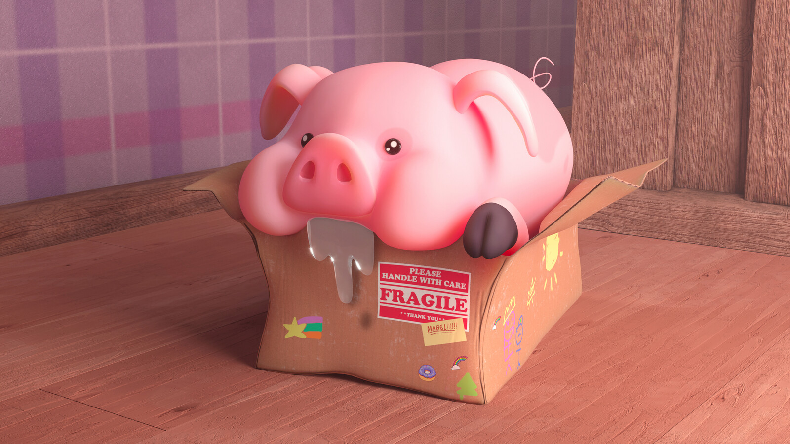 Gravity Falls - Waddles - 3D Fan art