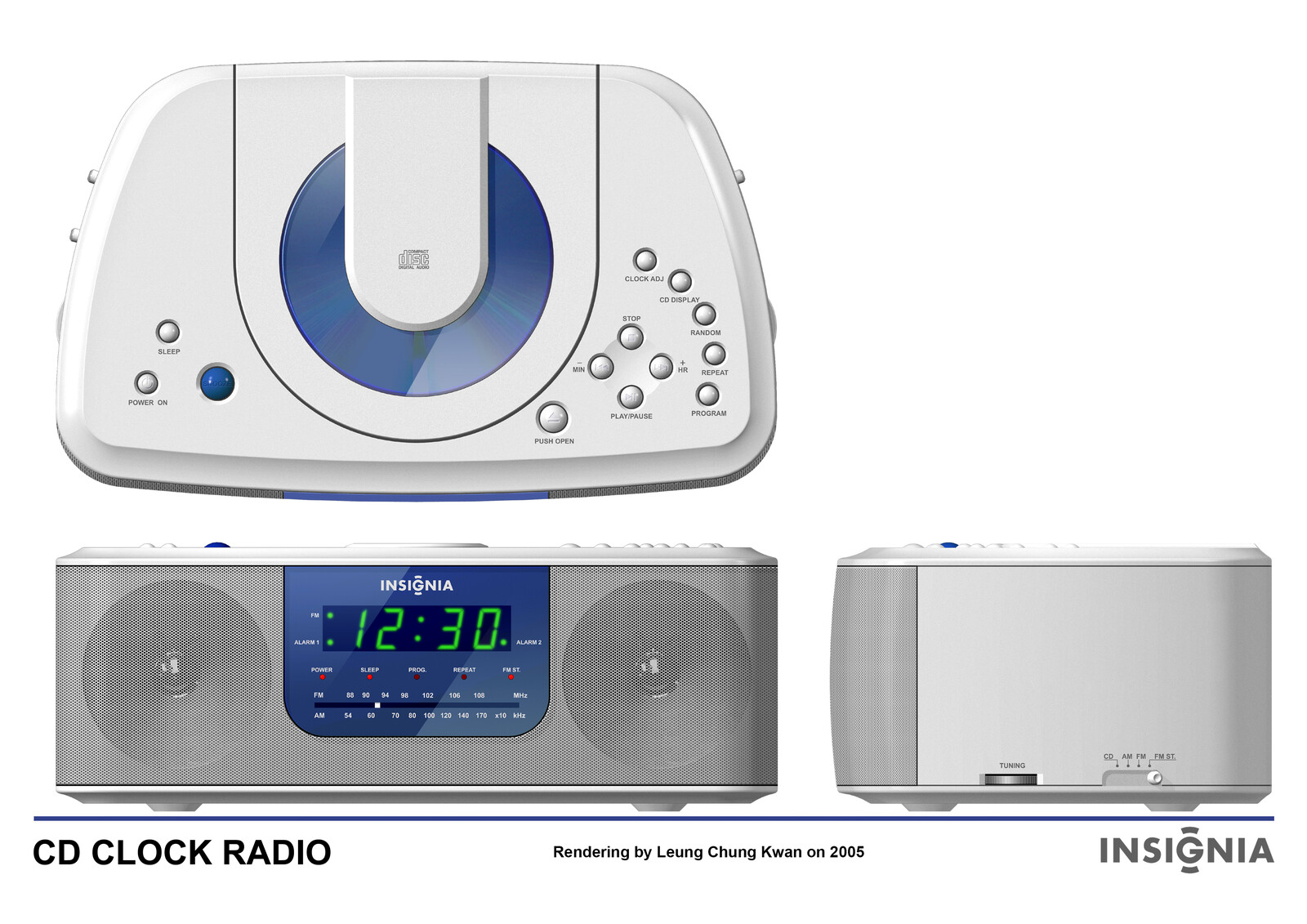 💎 CD Clock Radio | Rendering by Leung Chung Kwan on 2005 💎
Brand Name︰INSIGNA | Client︰Star Light Electronics Co., Ltd.