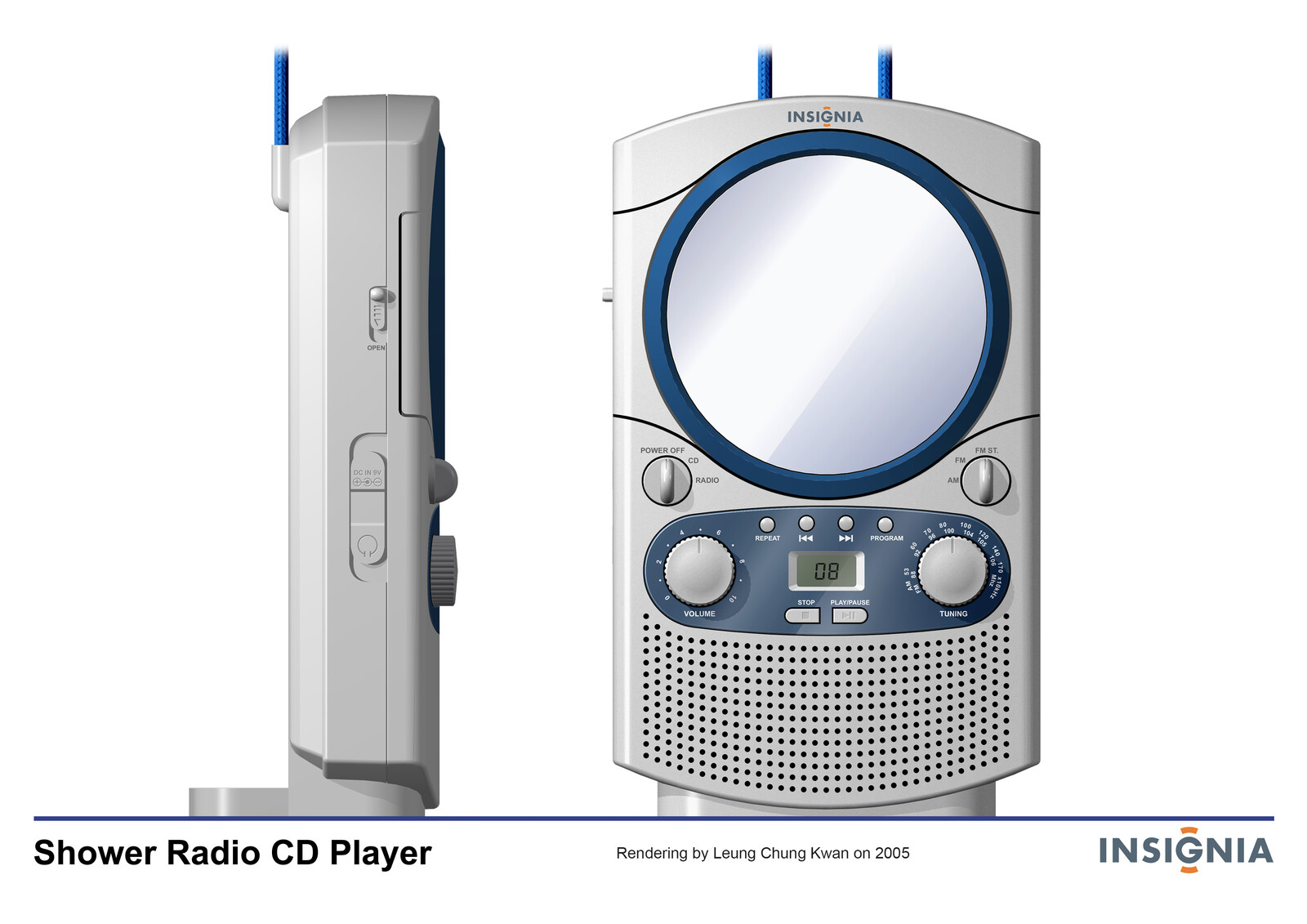 💎 Shower Radio CD Player | Rendering by Leung Chung Kwan on 2005 💎
Brand Name︰INSIGNA | Client︰Star Light Electronics Co., Ltd.
