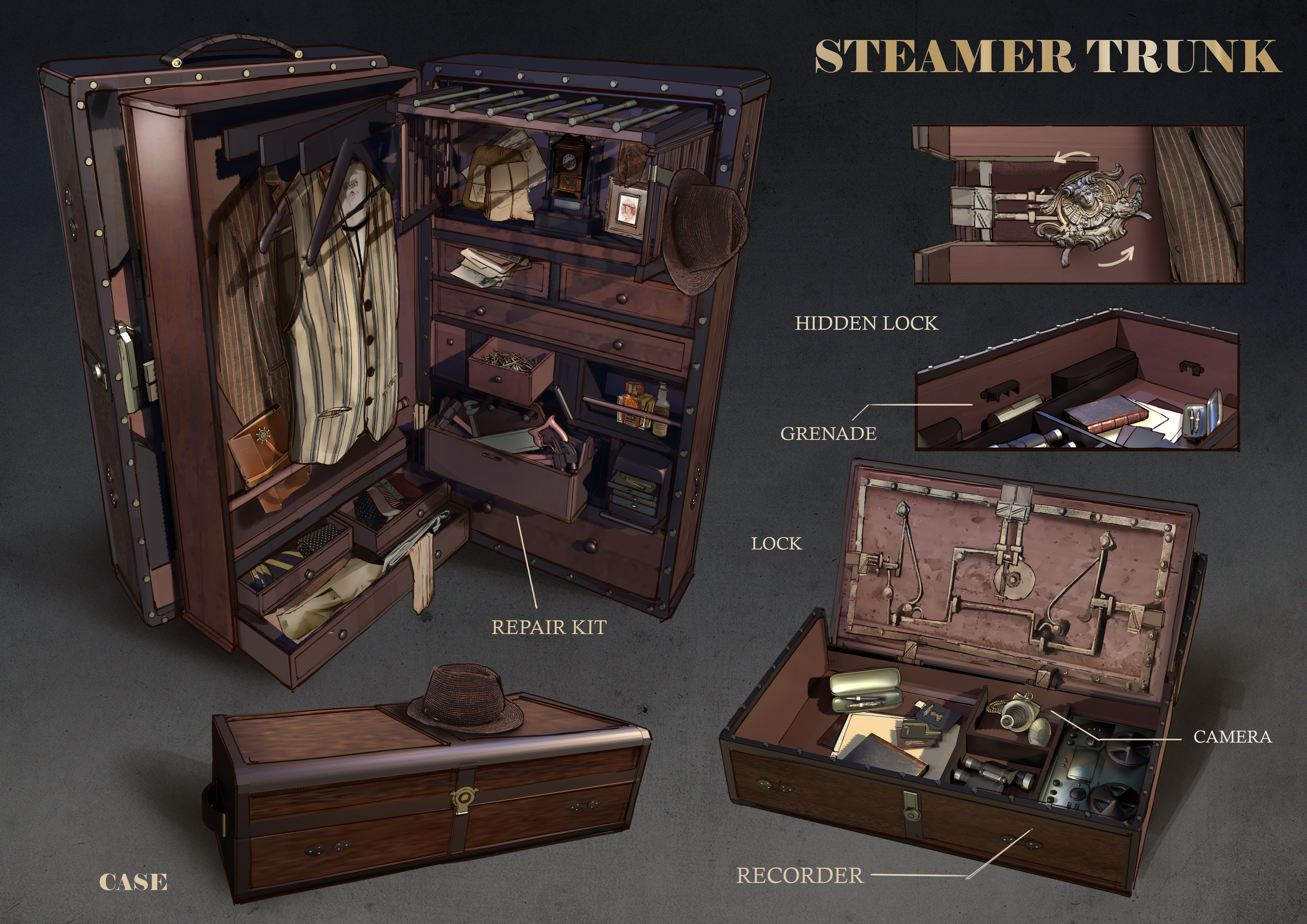 Antique Luggage - Steamer Trunks Type C - Download Free 3D model by  Mad_Lobster_Workshop (@Mad_Lobster_Workshop) [c8d98cf]