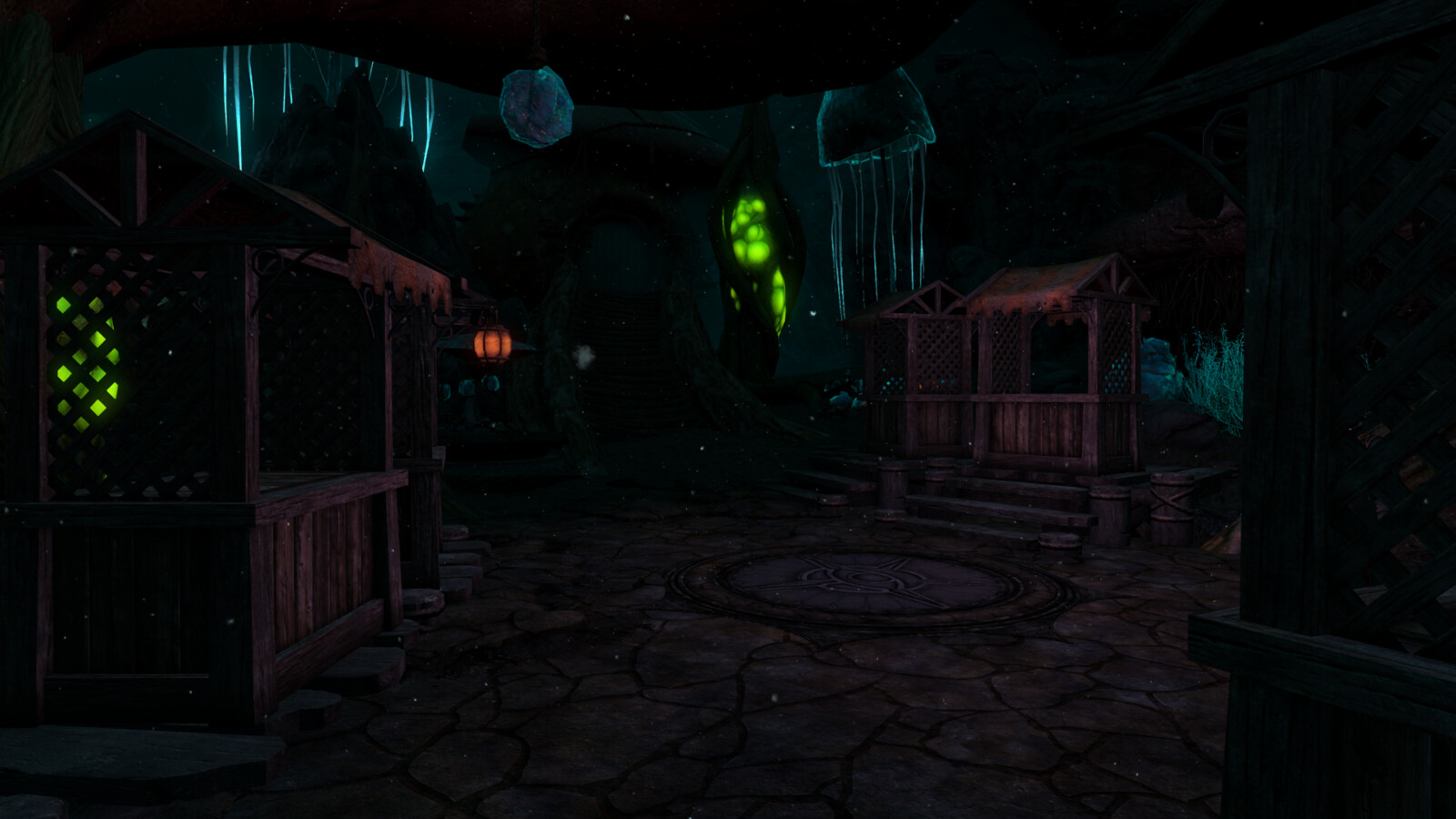A small market located within the compound for House of Eyes.