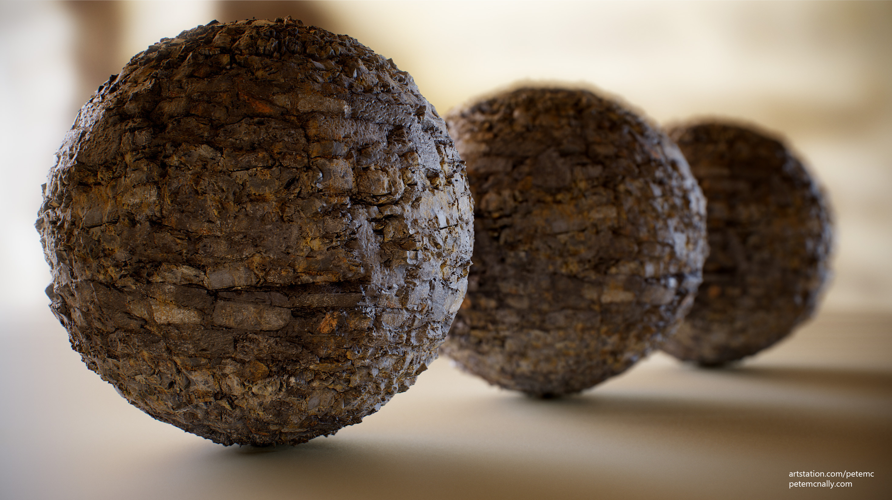 Previously published stone wall material, re-lit with raytracing