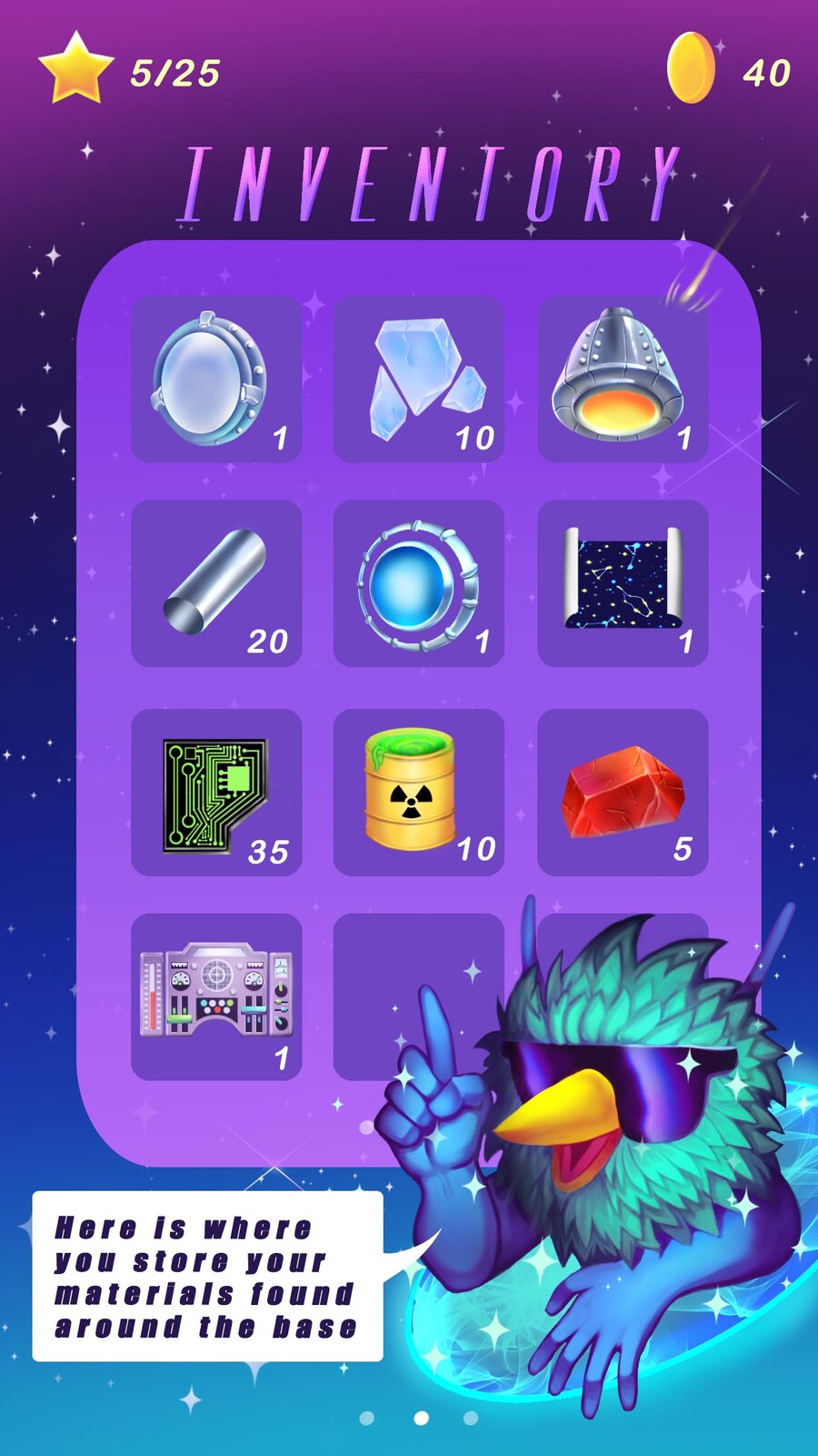 Inventory screen