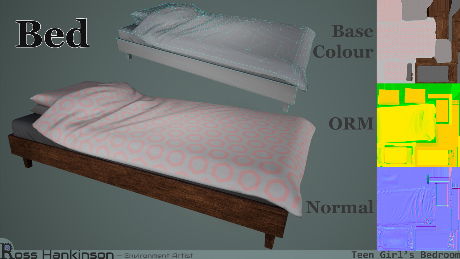 Bed - 2k Texture Set - 4730 Tris