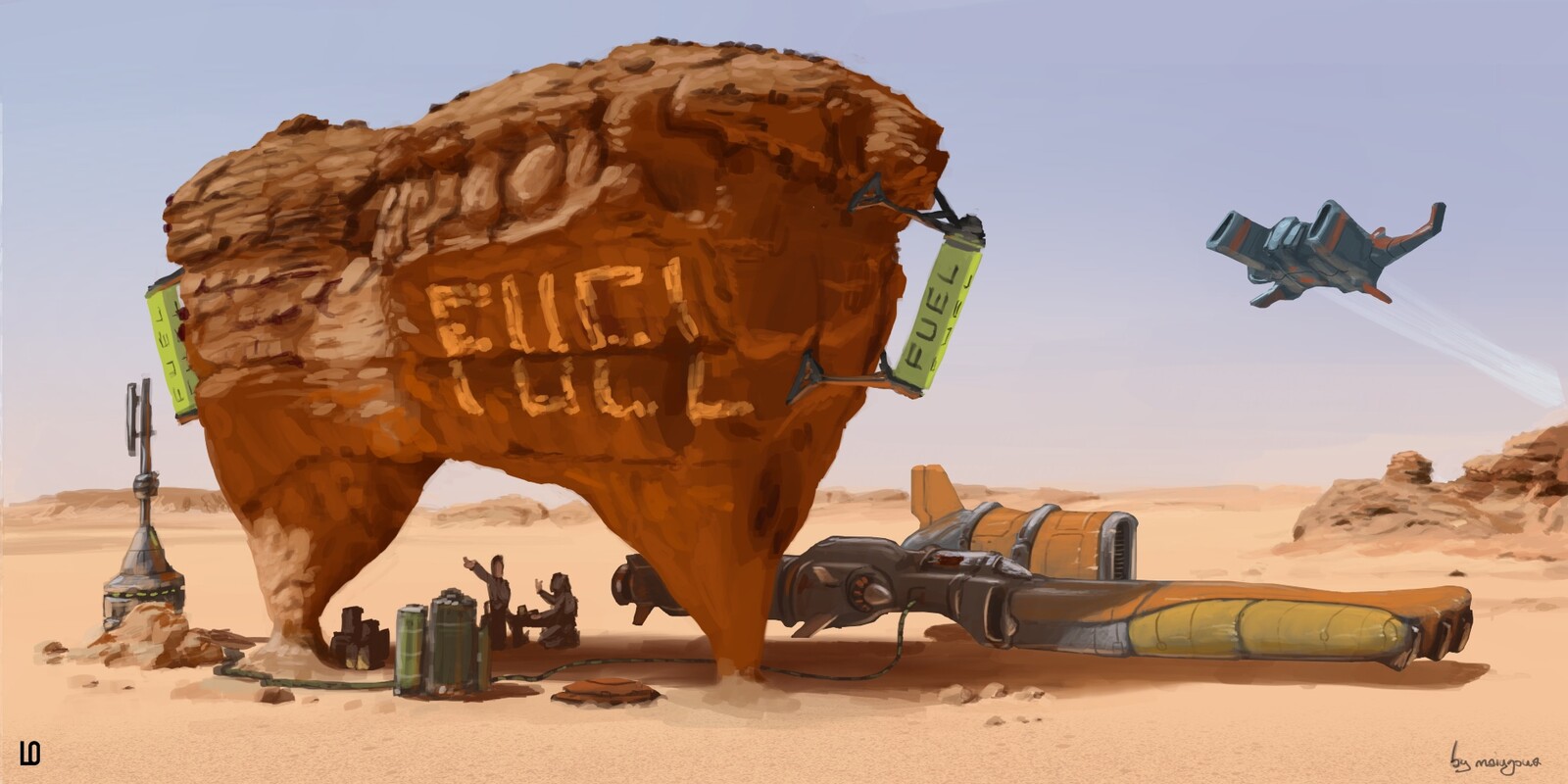 Concept of a energy station in the desert