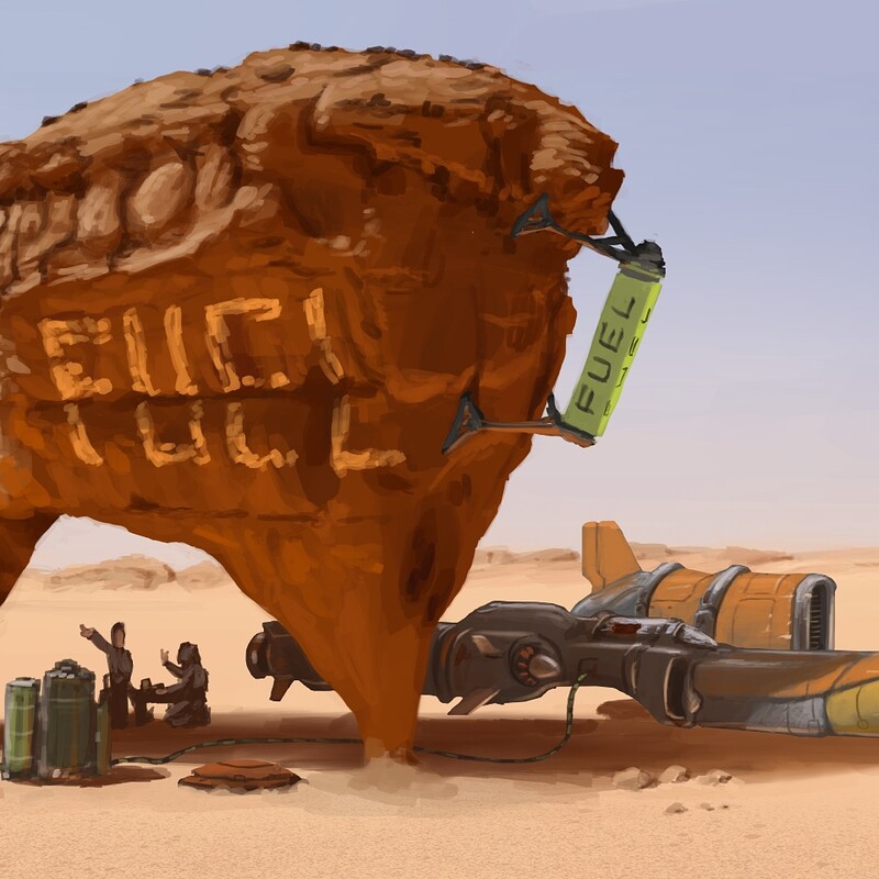 Desert fuel spaceship station