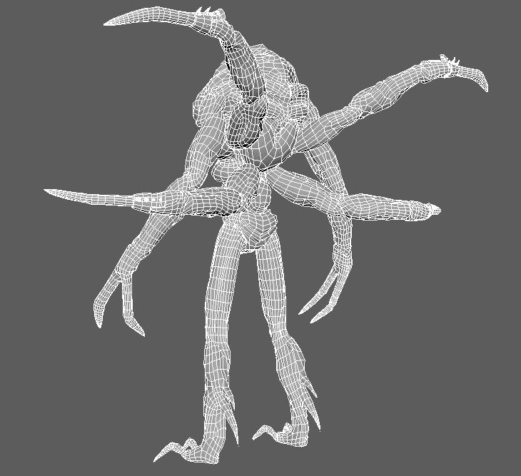 Arms on back are textured separately and detachable for easier rigging