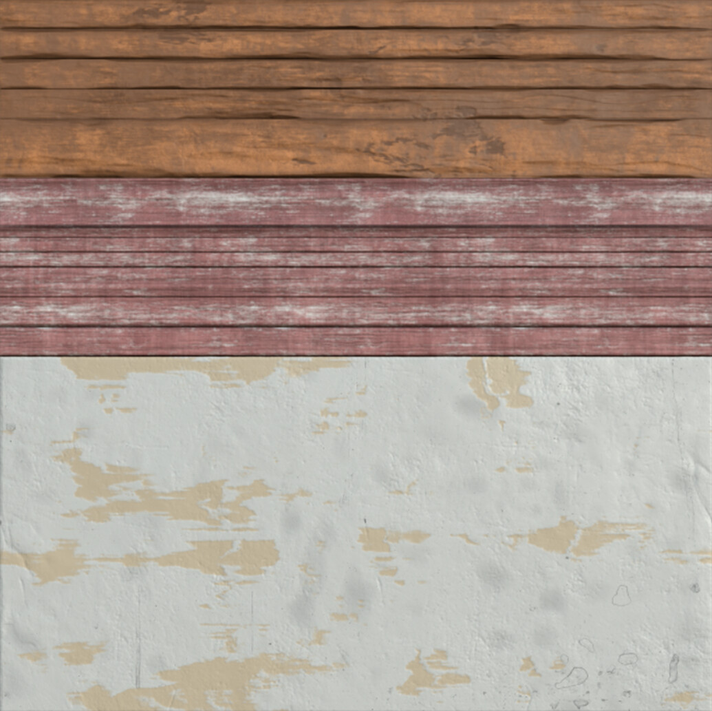 Trimsheet used for the wall wood planks, window, and wall plaster.