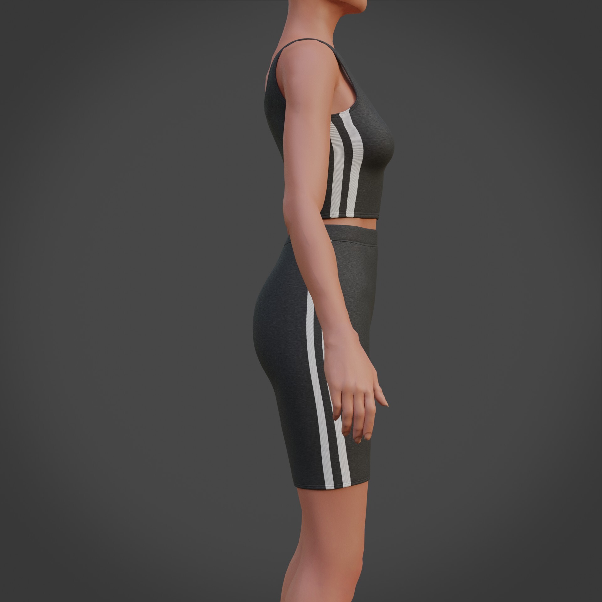 Biker Shorts and Tank Top Outfit - 2 Piece Yoga Set 3D Model by vicky180