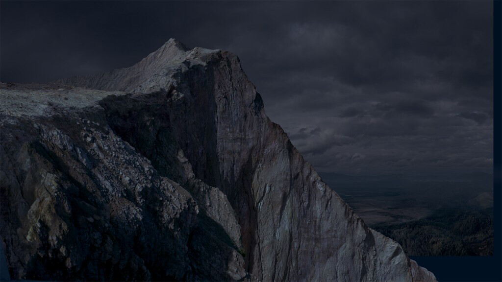 Cliff descent: Digital matte painting, Frame 1