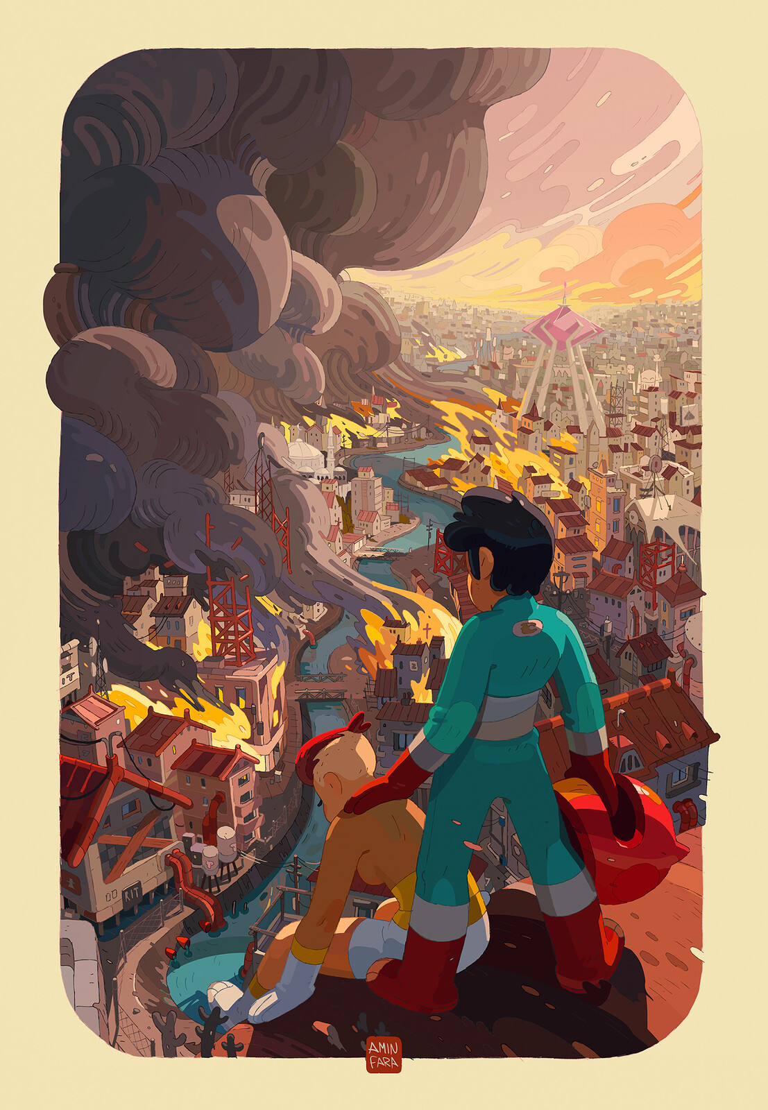 City on fire!