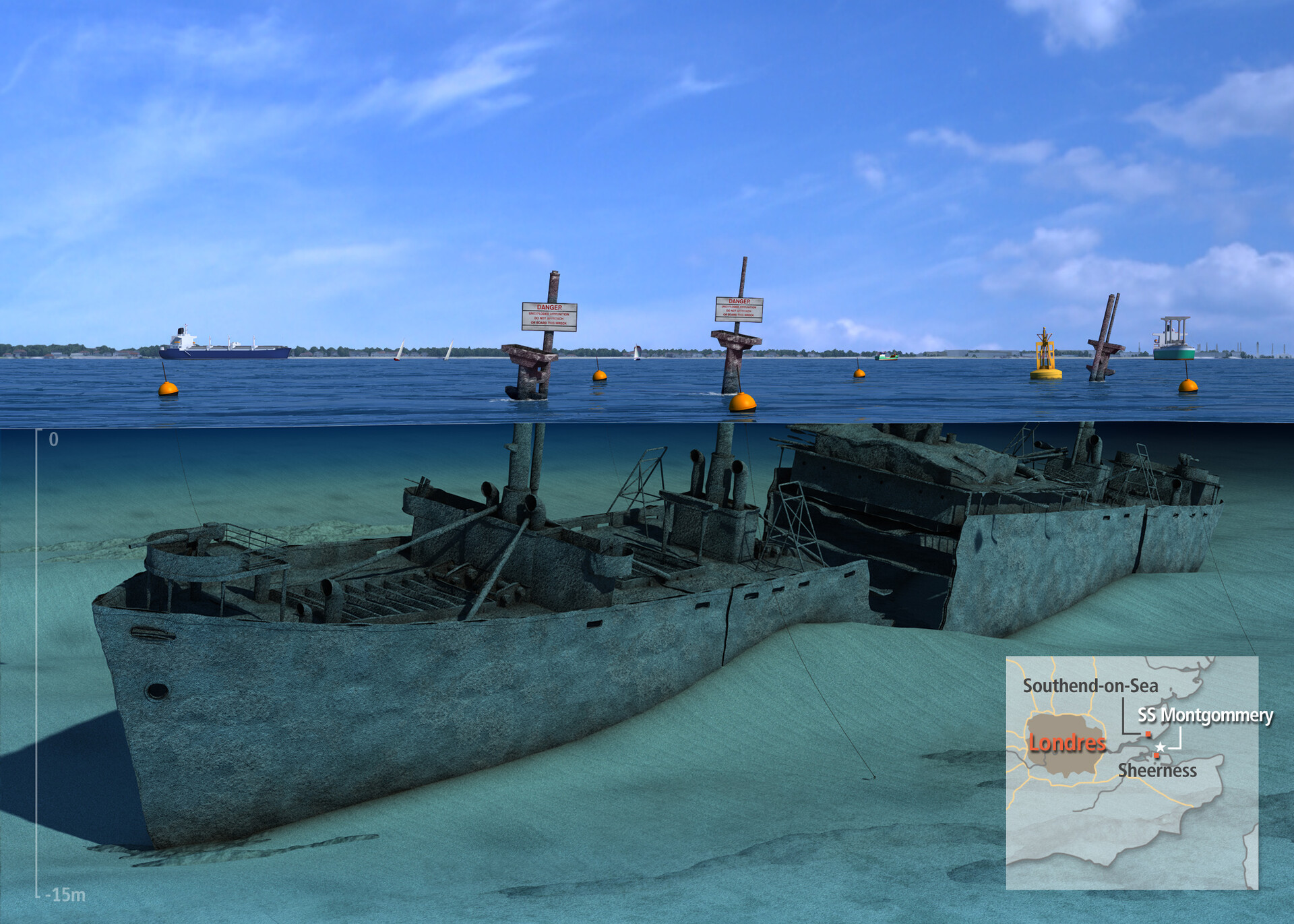 Loic Derrien - SS Richard Montgomery wreck, 3d rendering