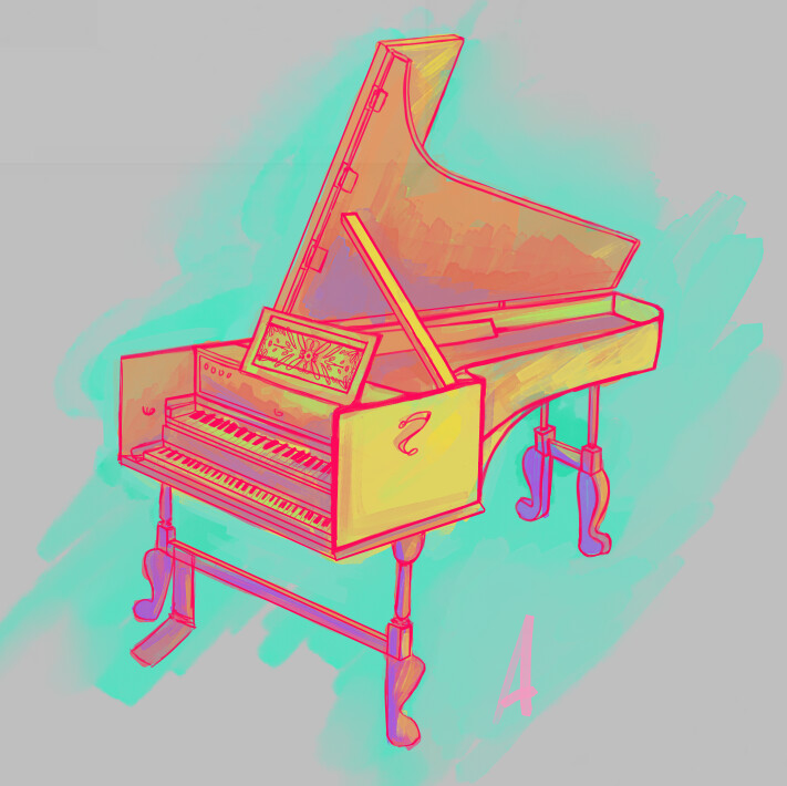 ArtStation Harpsichord Watercolor Sketch