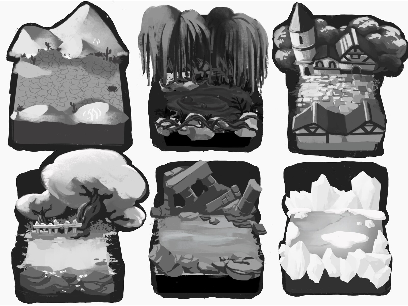 Environment concept art for a 2d game