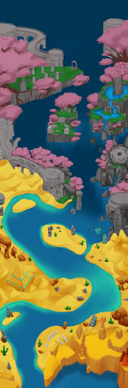 World map concept for a mobile game