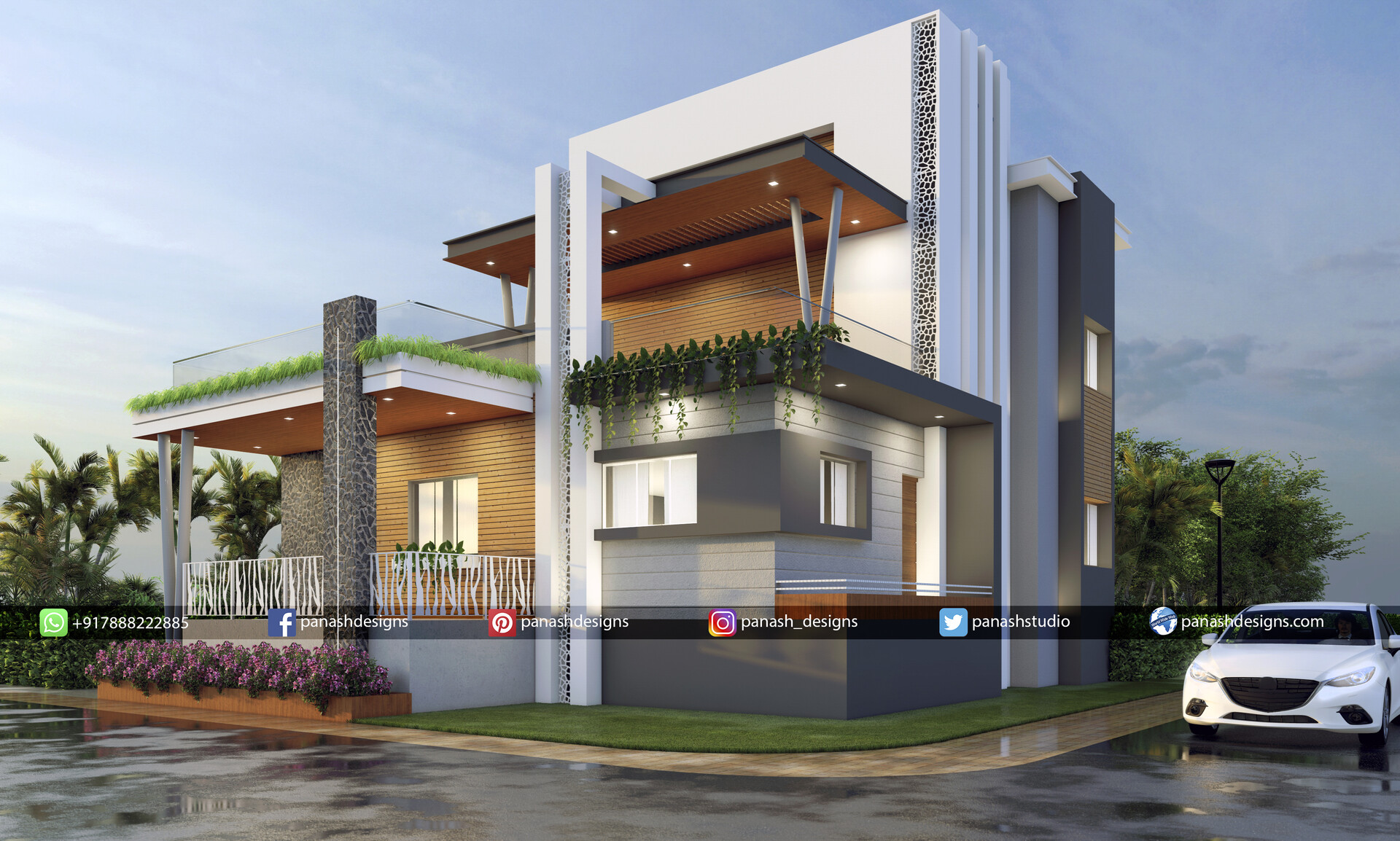 Artstation Two Storey House Modern Bungalow Elevation