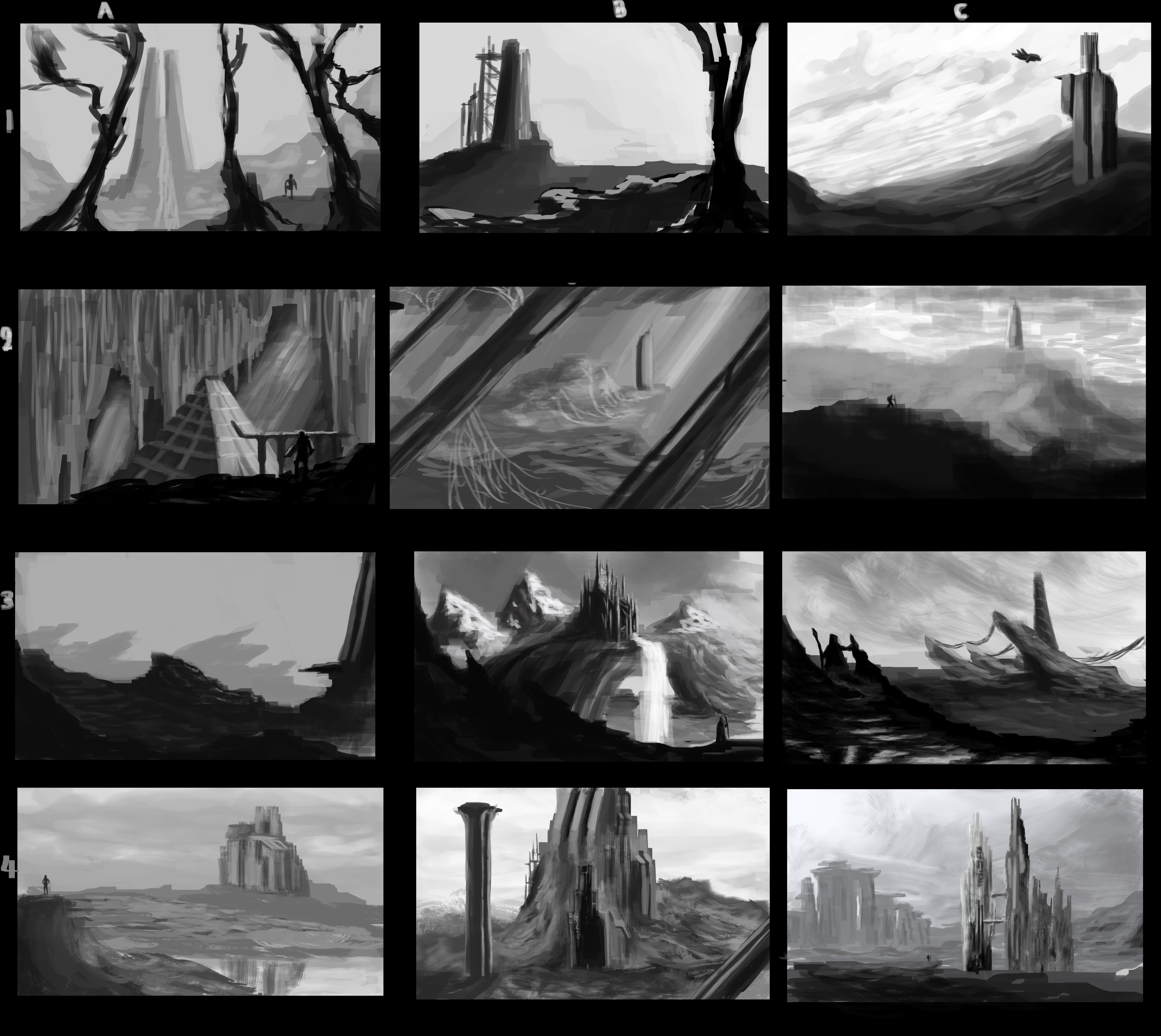 The entire batch of thumbnail ideas.