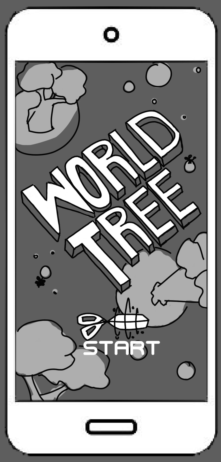 Start screen for World Tree, a tree pruning game where the Tree is as big as a planet