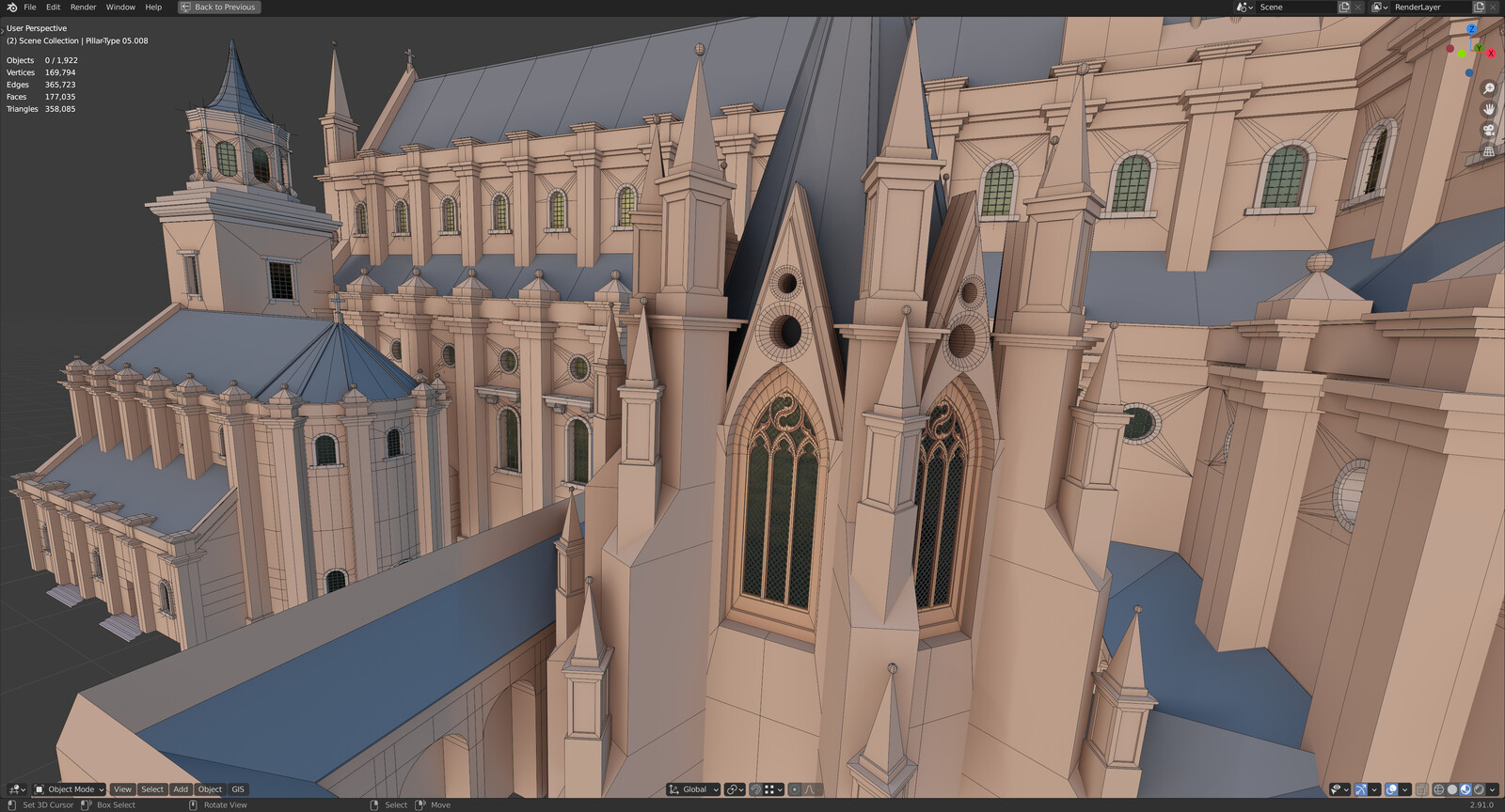 Old St.Paul's (16th century) made for Lithodomos VR - Wire details 01