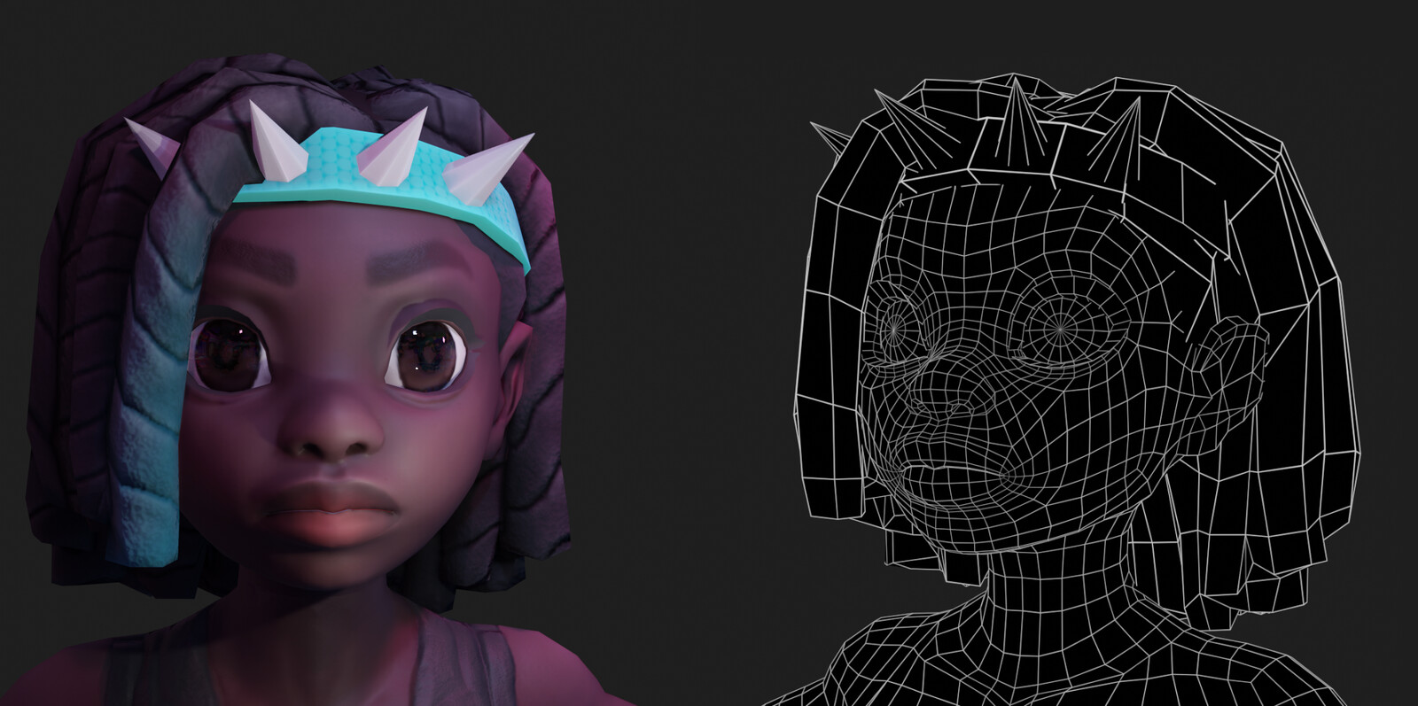 Head detail and wireframe