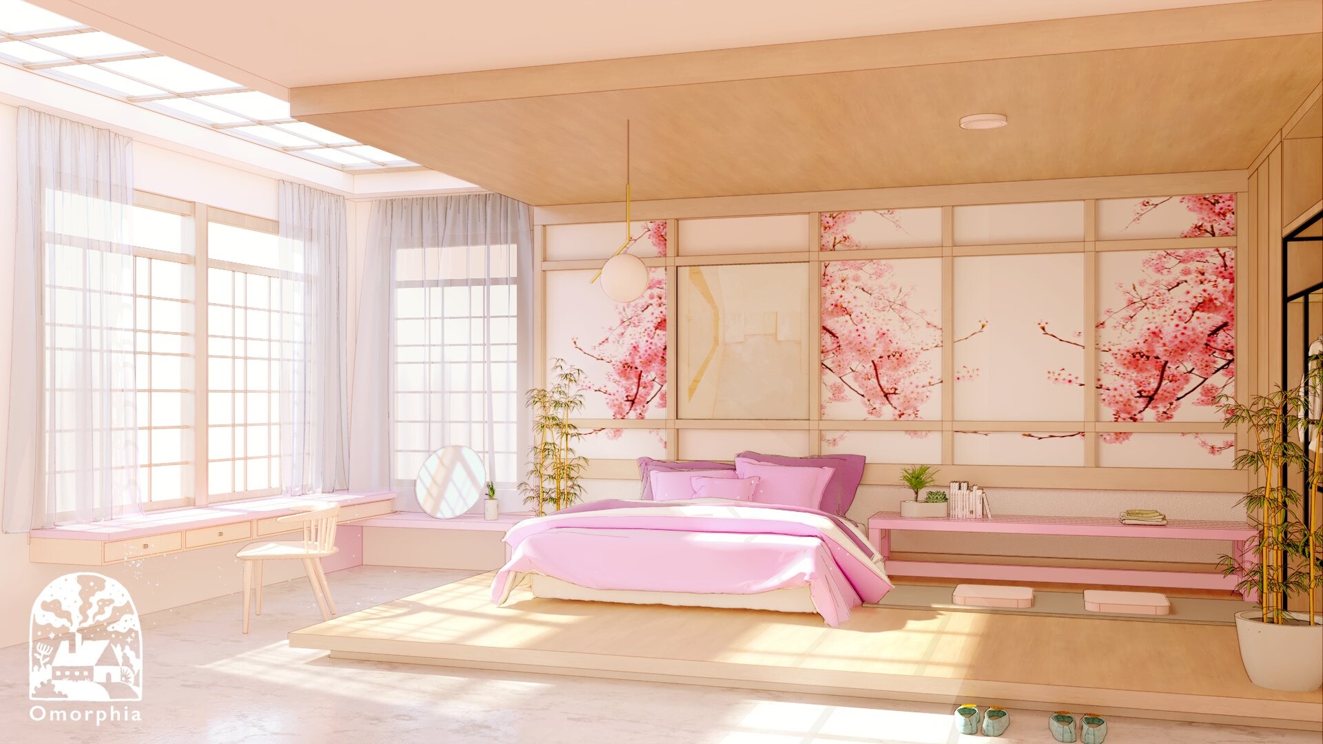 Japanese store themed bedroom