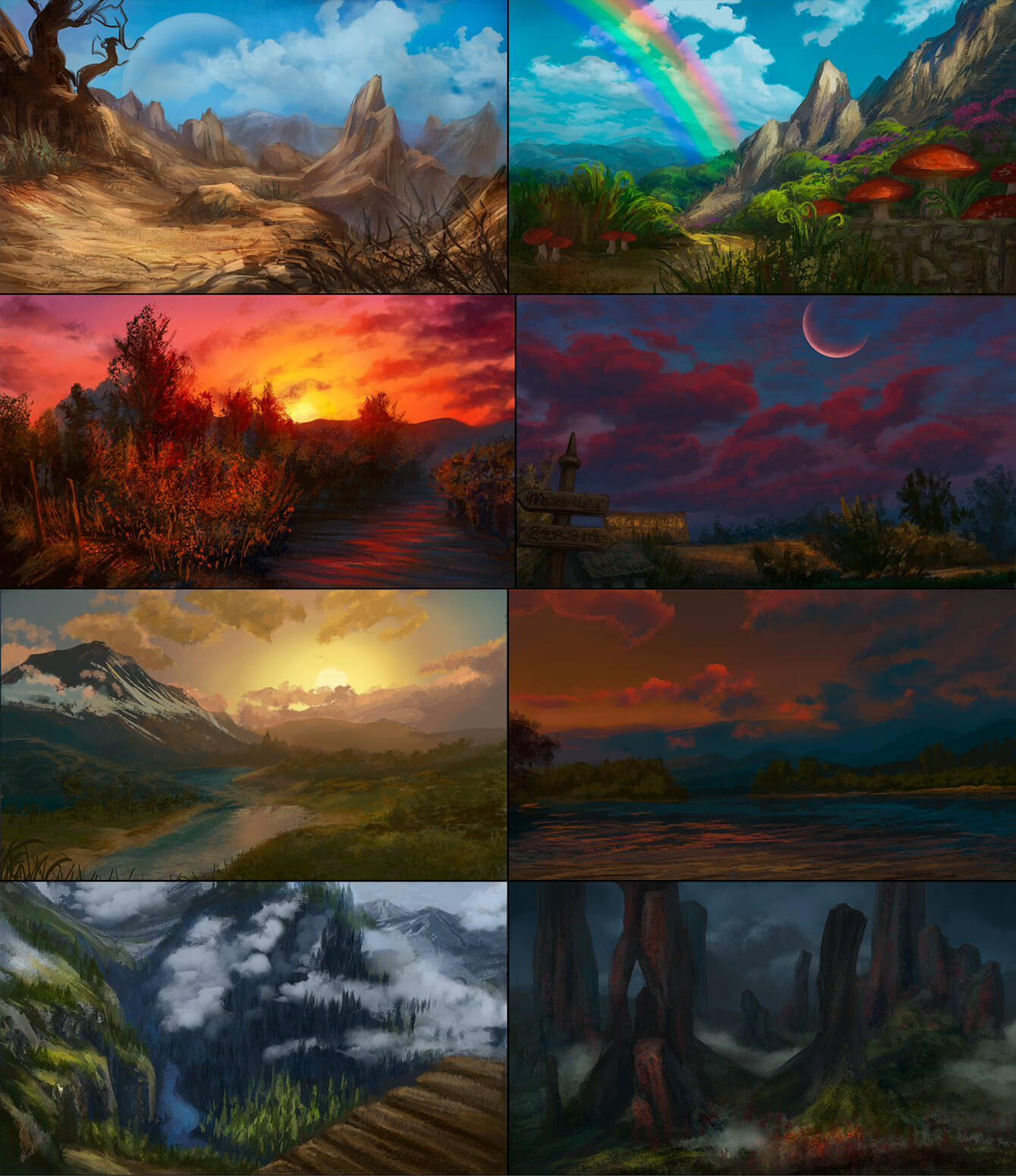 KURISU - The Witcher 3 landscape sketches