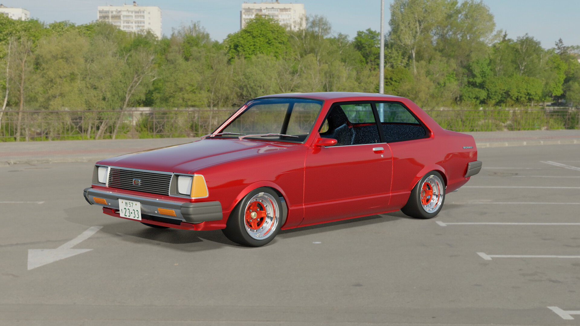 ArtStation - NISSAN SUNNY b310 sedan 2door sedan Datsun 140Y #WIP