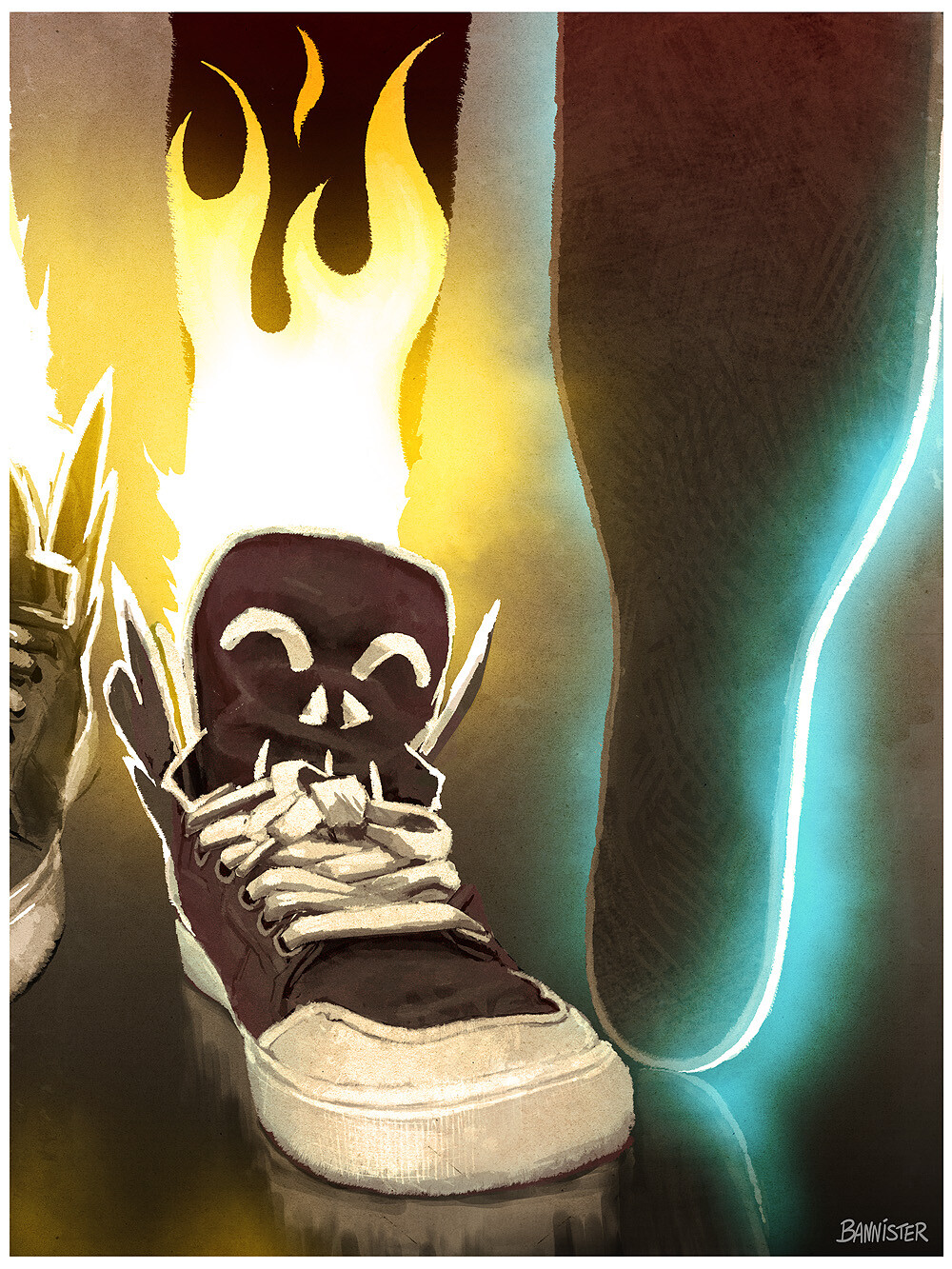 A variation of an old illustration of mine. Sneakers base are a SUPRA Vader HiTop (RIP).