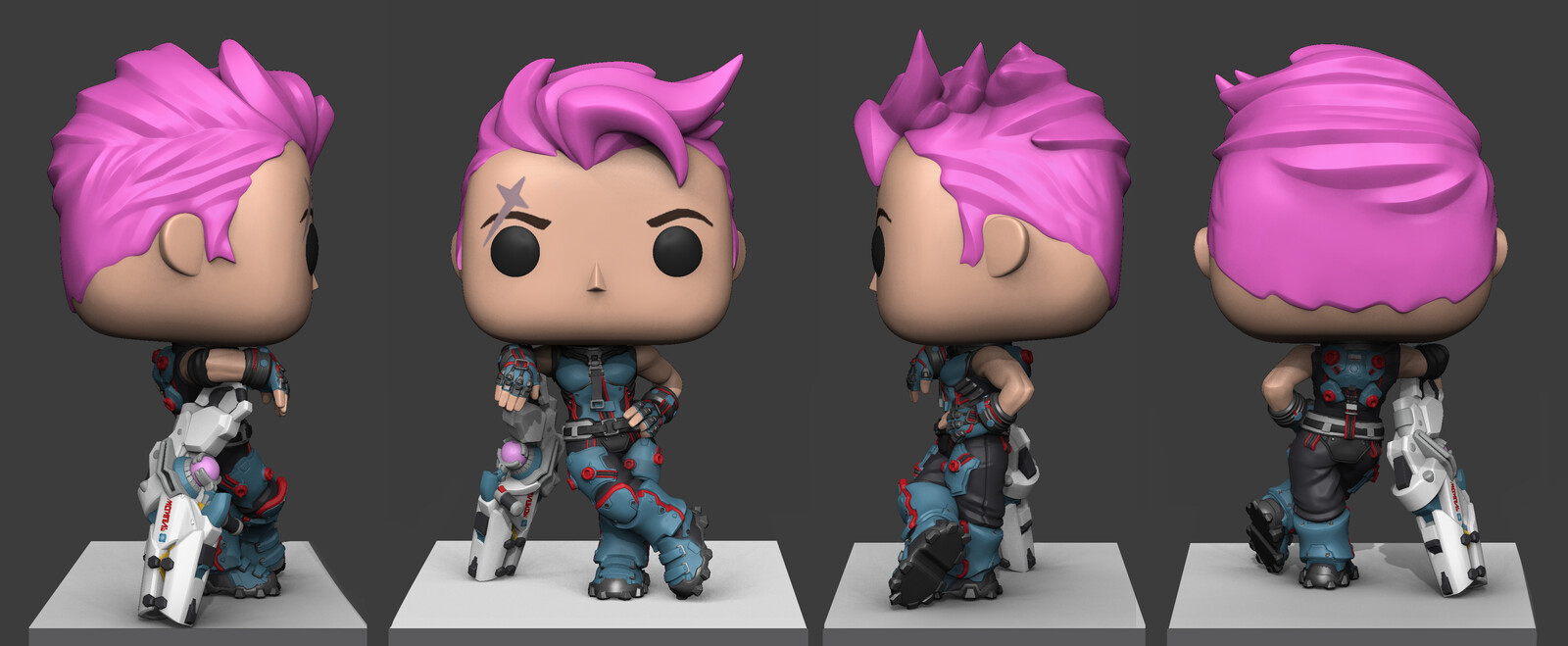 Zarya from Overwatch! It was super cool to be able to work on this IP. Had a lot of fun with the posing and armor details. 