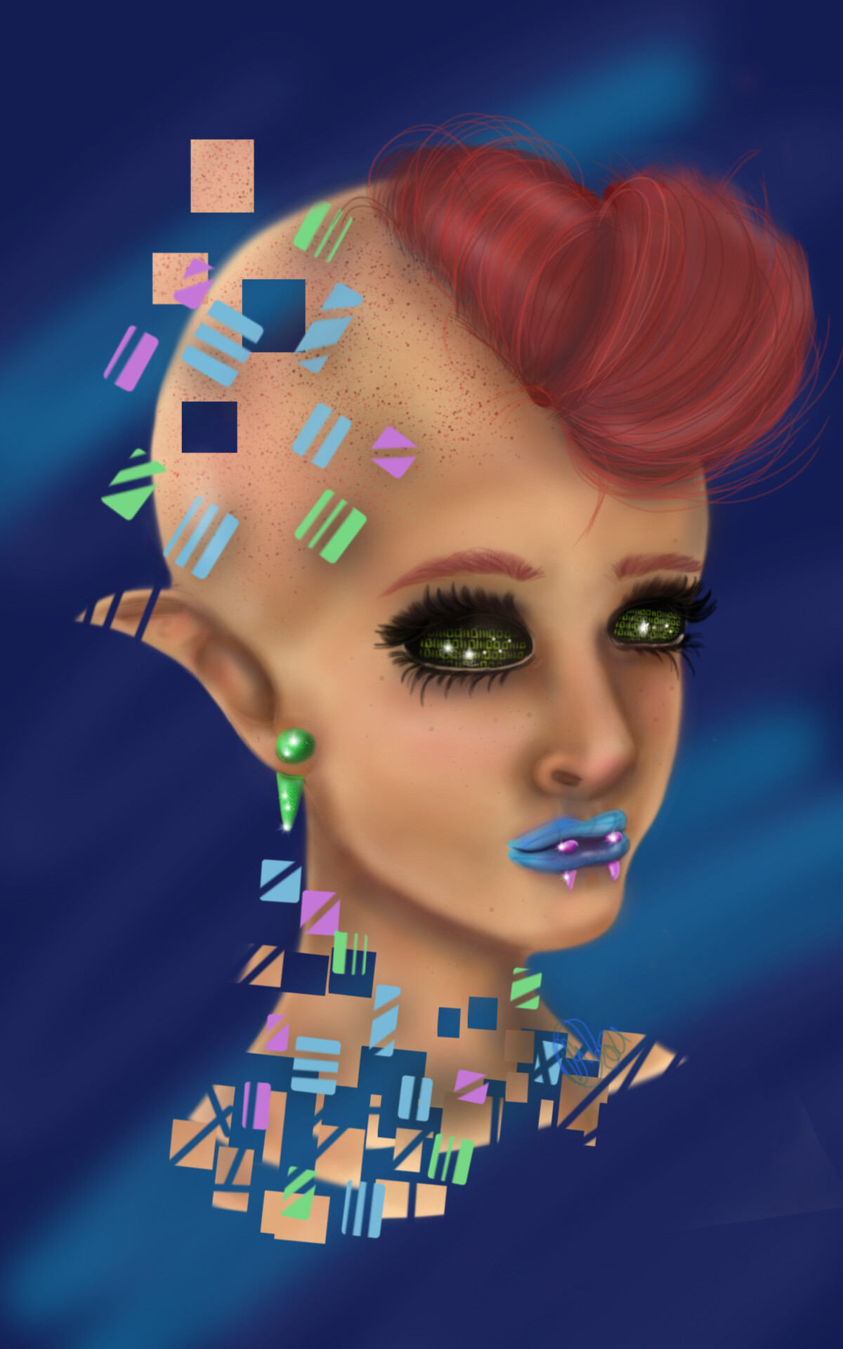 ArtStation - Punked glitch -semirealistic portrait