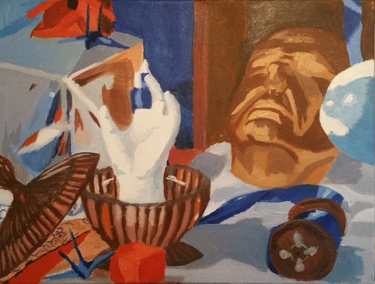 Still Life with Face, Oil on Canvas, 2016