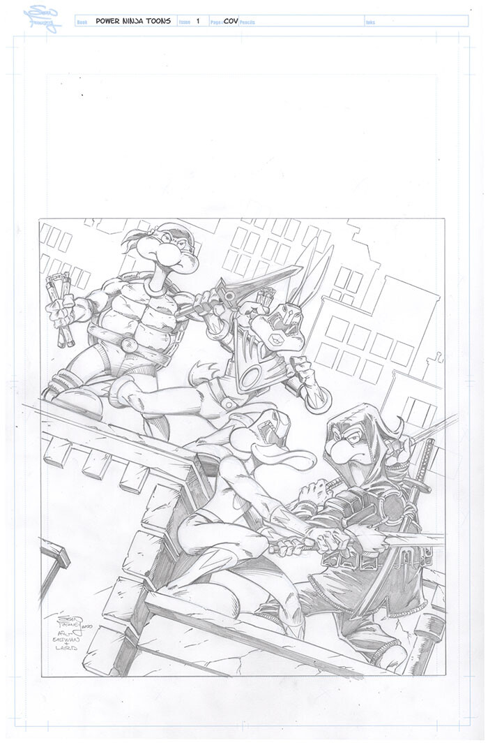 Power Ninja Toons TMNT homage cover 

Pencils by Sean Forney 

 