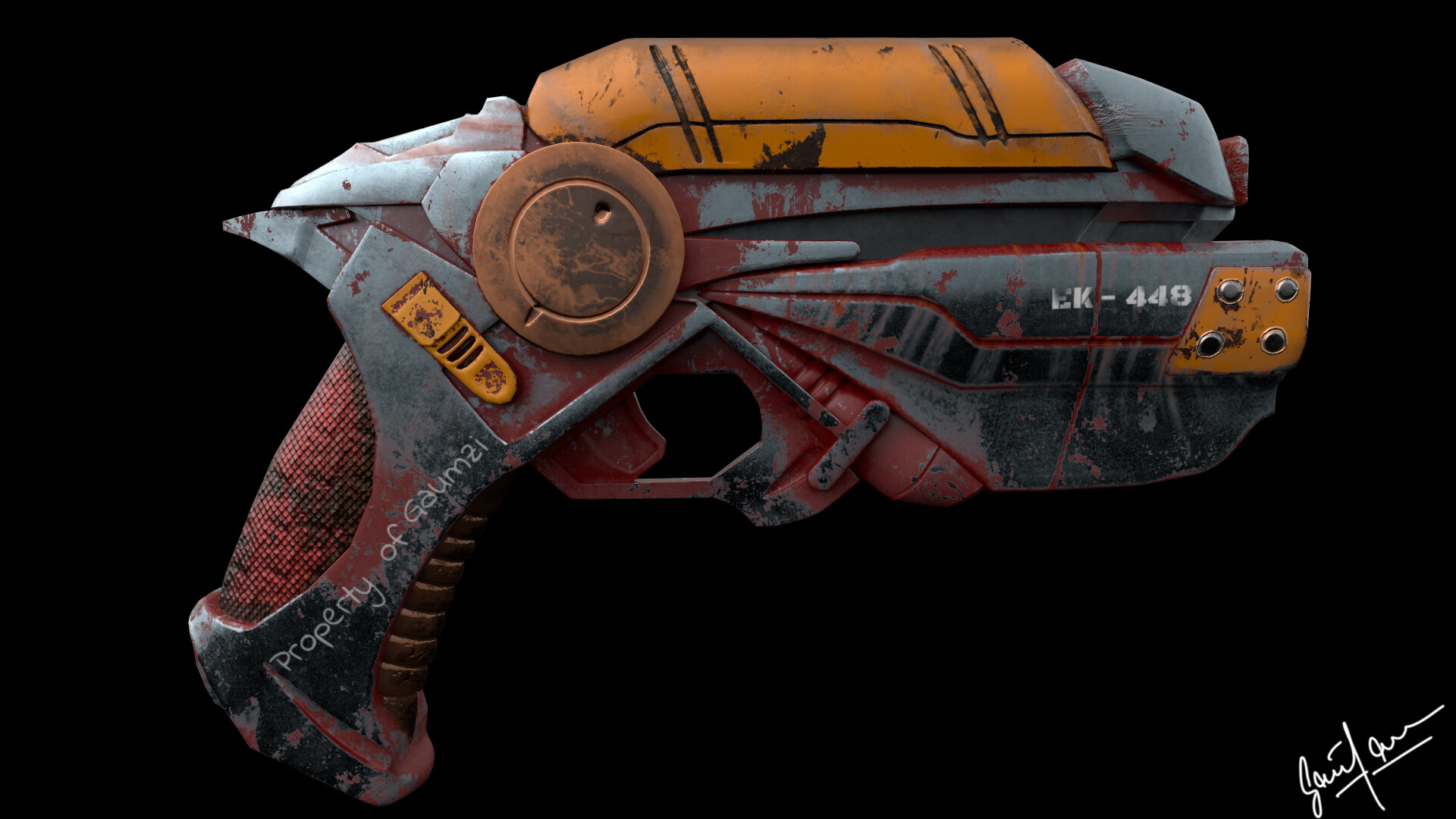 ArtStation EK 448 Cyberpunk SciFi Handgun