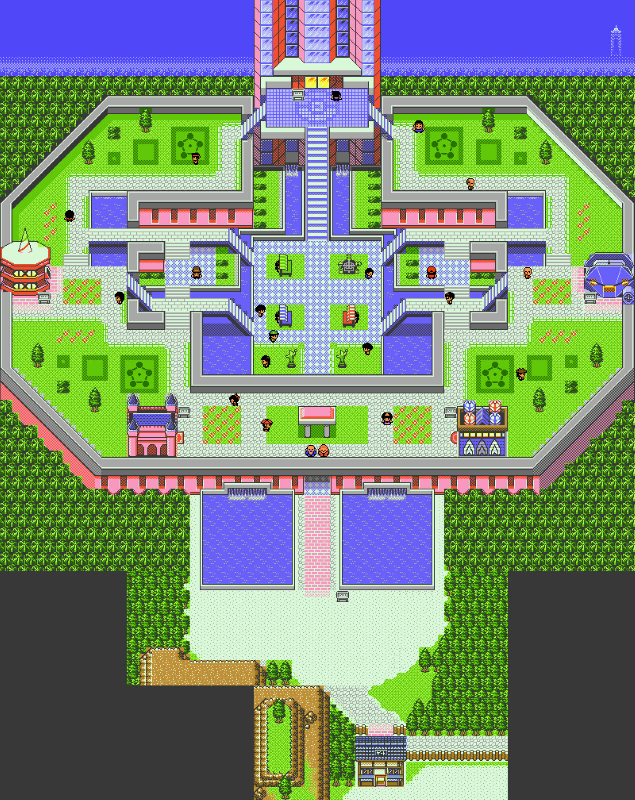 Battle Frontier, HGSS style.
I had to rescale and simplify certain aspects of this area so that it could fit into the rest of the map.